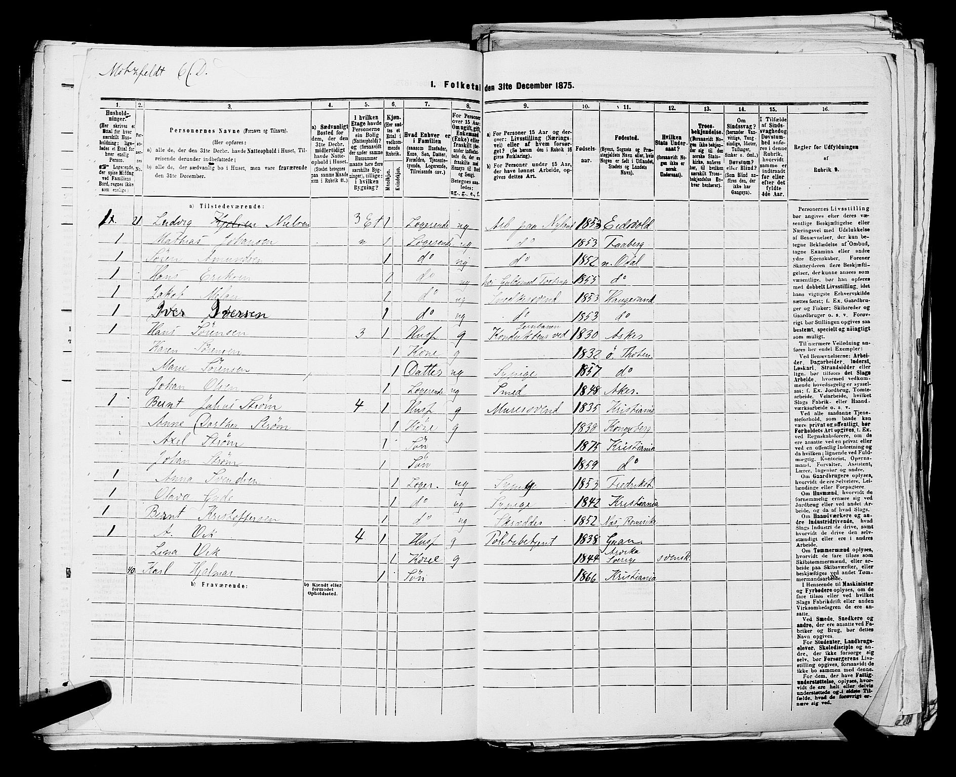 RA, 1875 census for 0301 Kristiania, 1875, p. 7574