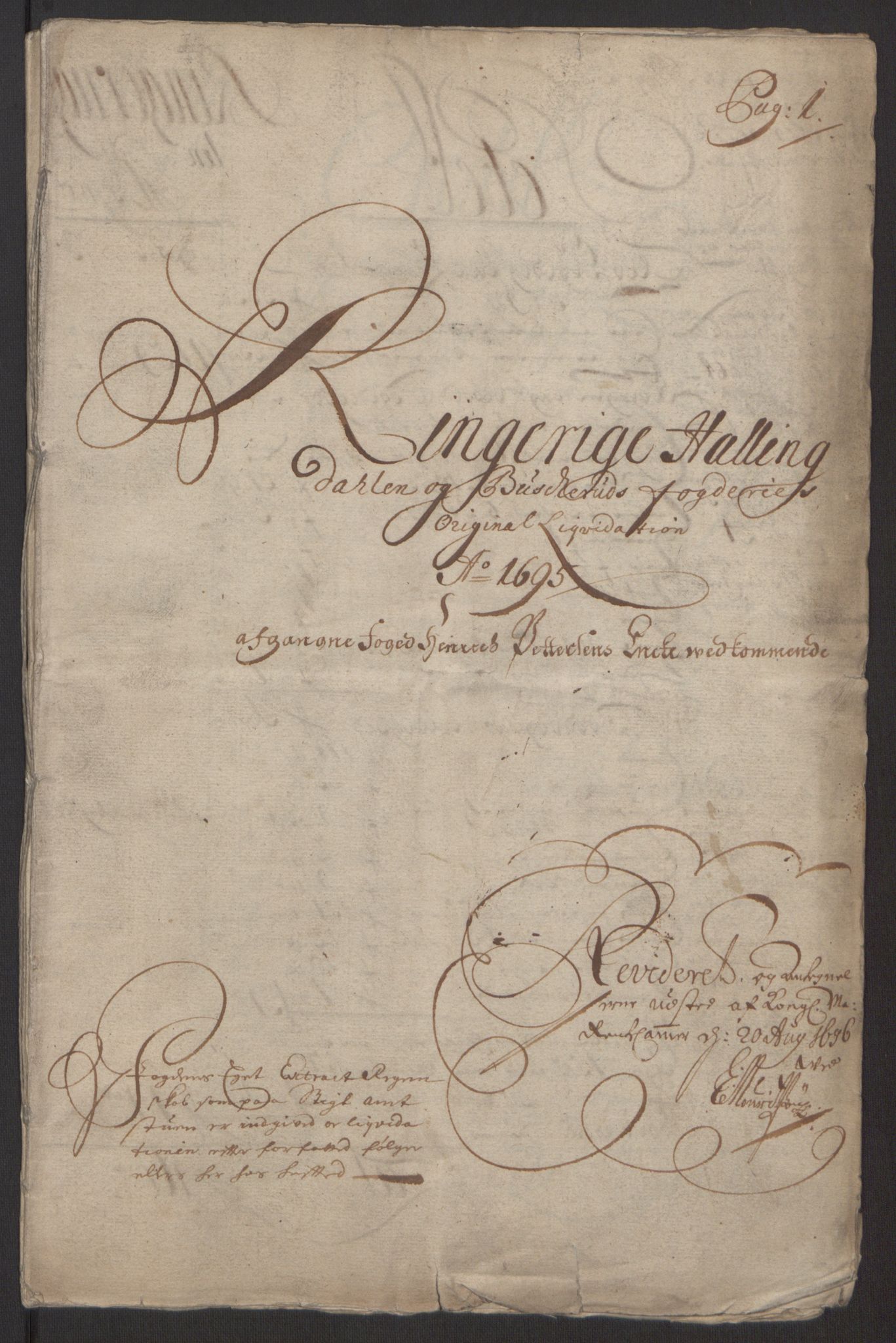 Rentekammeret inntil 1814, Reviderte regnskaper, Fogderegnskap, RA/EA-4092/R22/L1452: Fogderegnskap Ringerike, Hallingdal og Buskerud, 1695, p. 5
