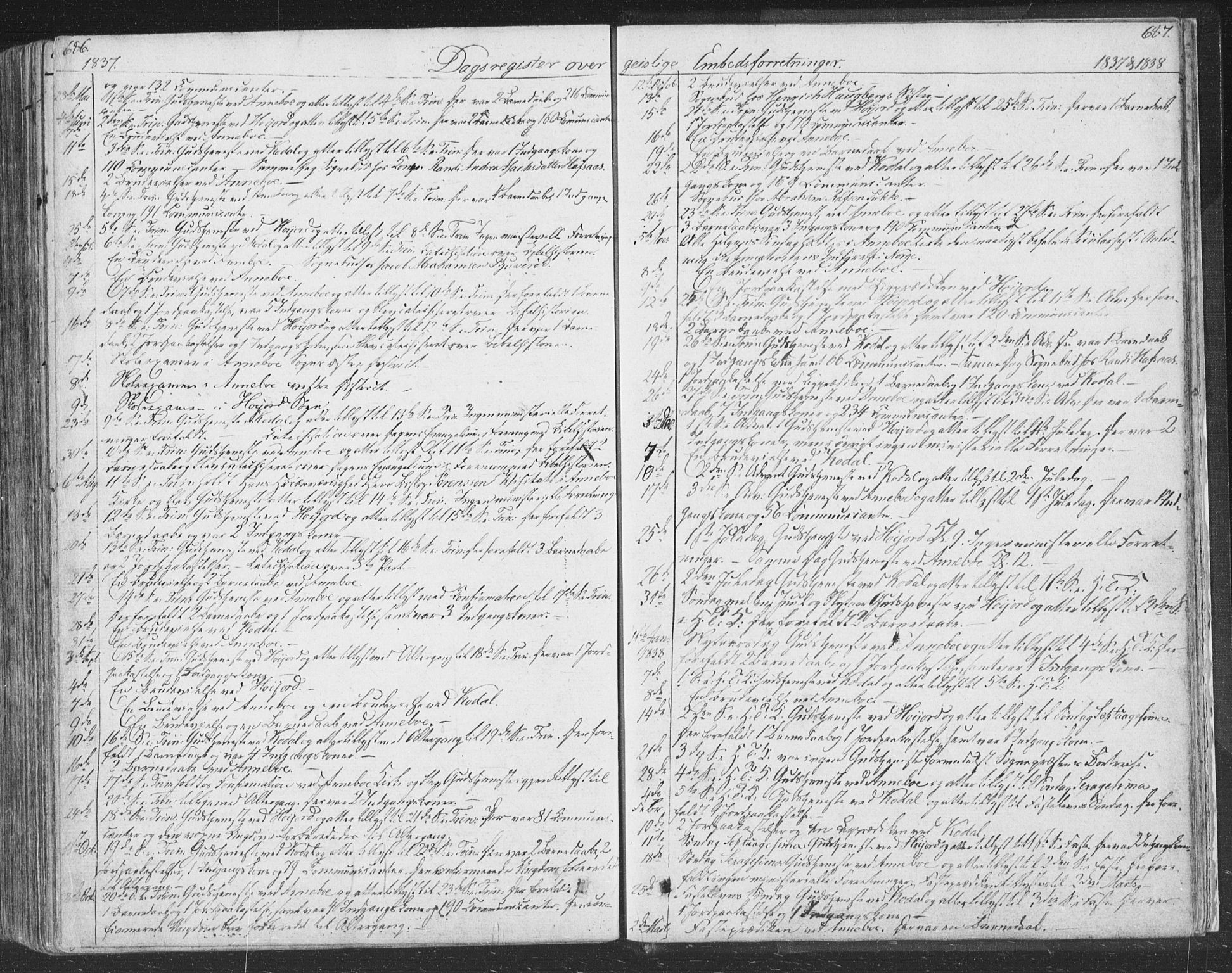 Andebu kirkebøker, AV/SAKO-A-336/F/Fa/L0004: Parish register (official) no. 4, 1829-1856, p. 686-687