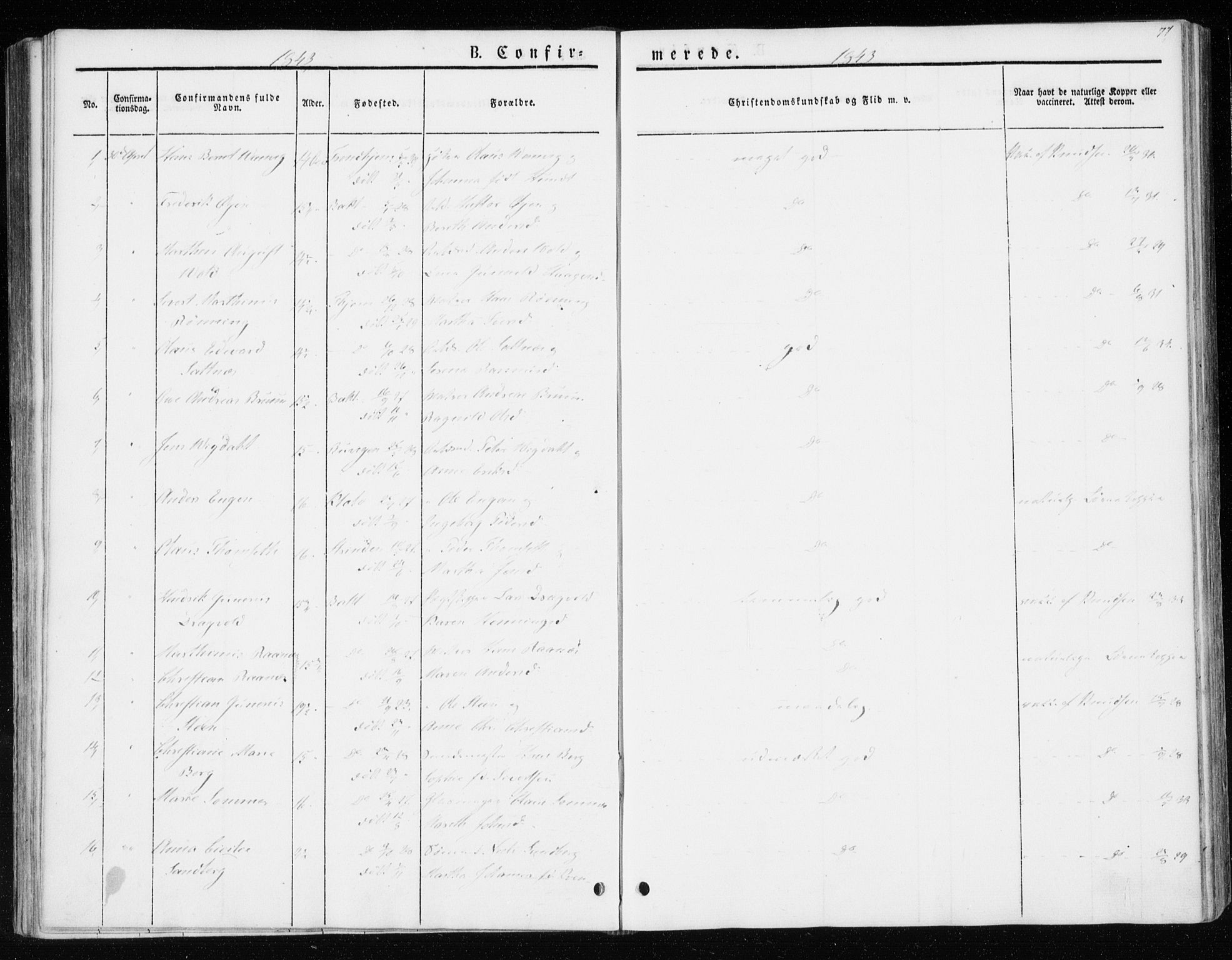Ministerialprotokoller, klokkerbøker og fødselsregistre - Sør-Trøndelag, SAT/A-1456/604/L0183: Parish register (official) no. 604A04, 1841-1850, p. 77