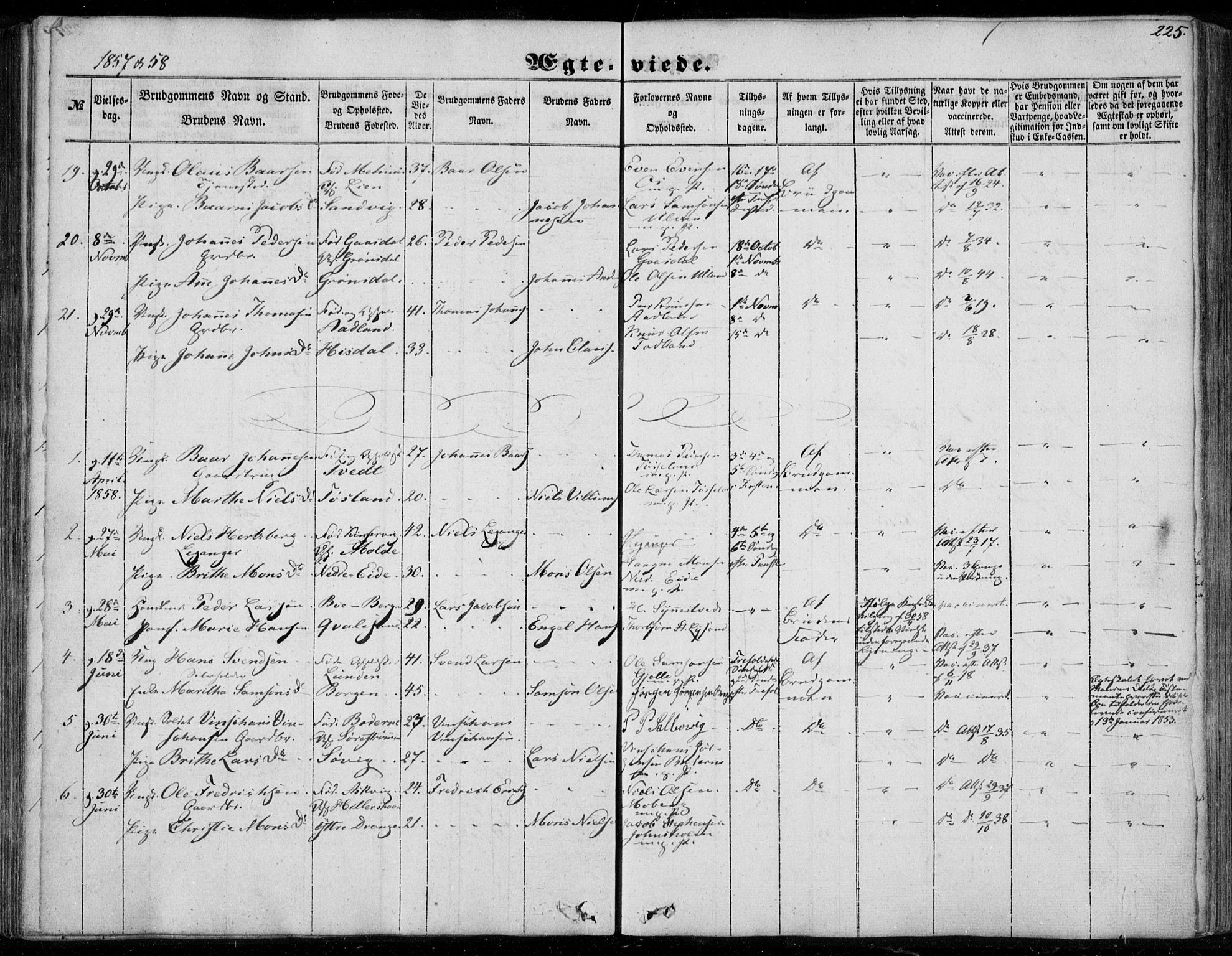 Os sokneprestembete, SAB/A-99929: Parish register (official) no. A 16, 1851-1859, p. 225