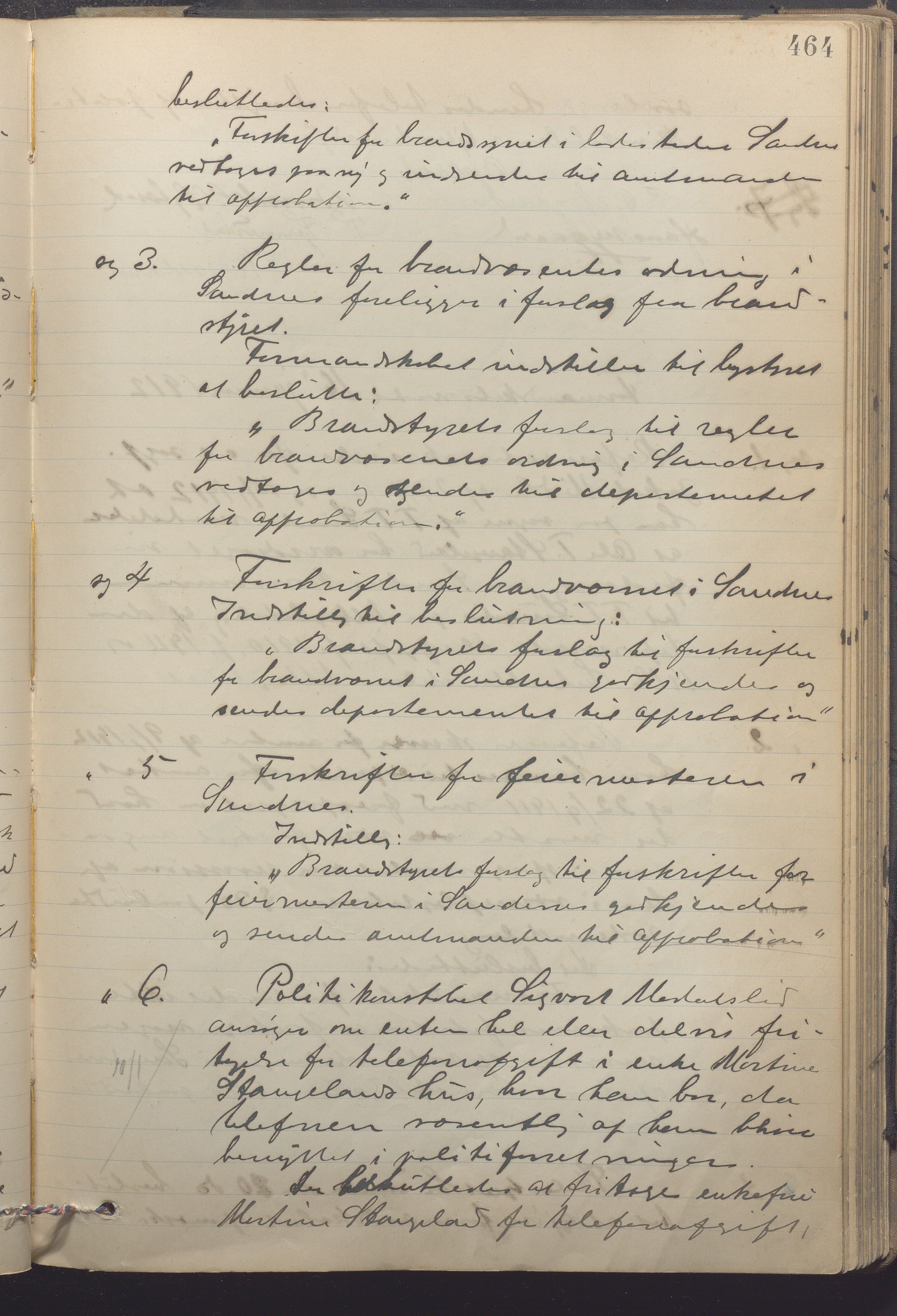 Sandnes kommune - Formannskapet og Bystyret, IKAR/K-100188/Aa/L0007: Møtebok, 1909-1913, p. 464