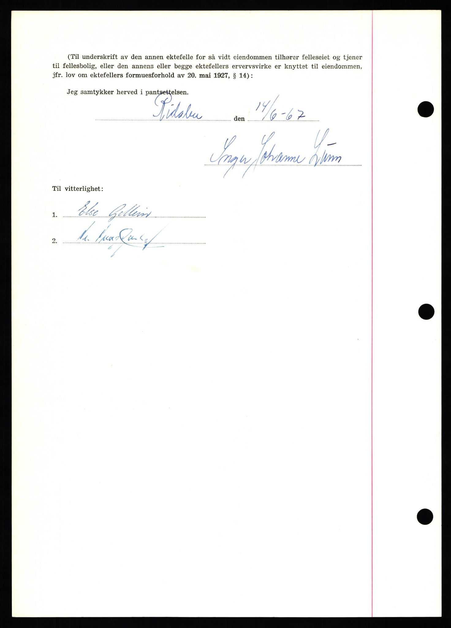 Nord-Hedmark sorenskriveri, SAH/TING-012/H/Hb/Hbf/L0071: Mortgage book no. B71, 1967-1967, Diary no: : 2786/1967