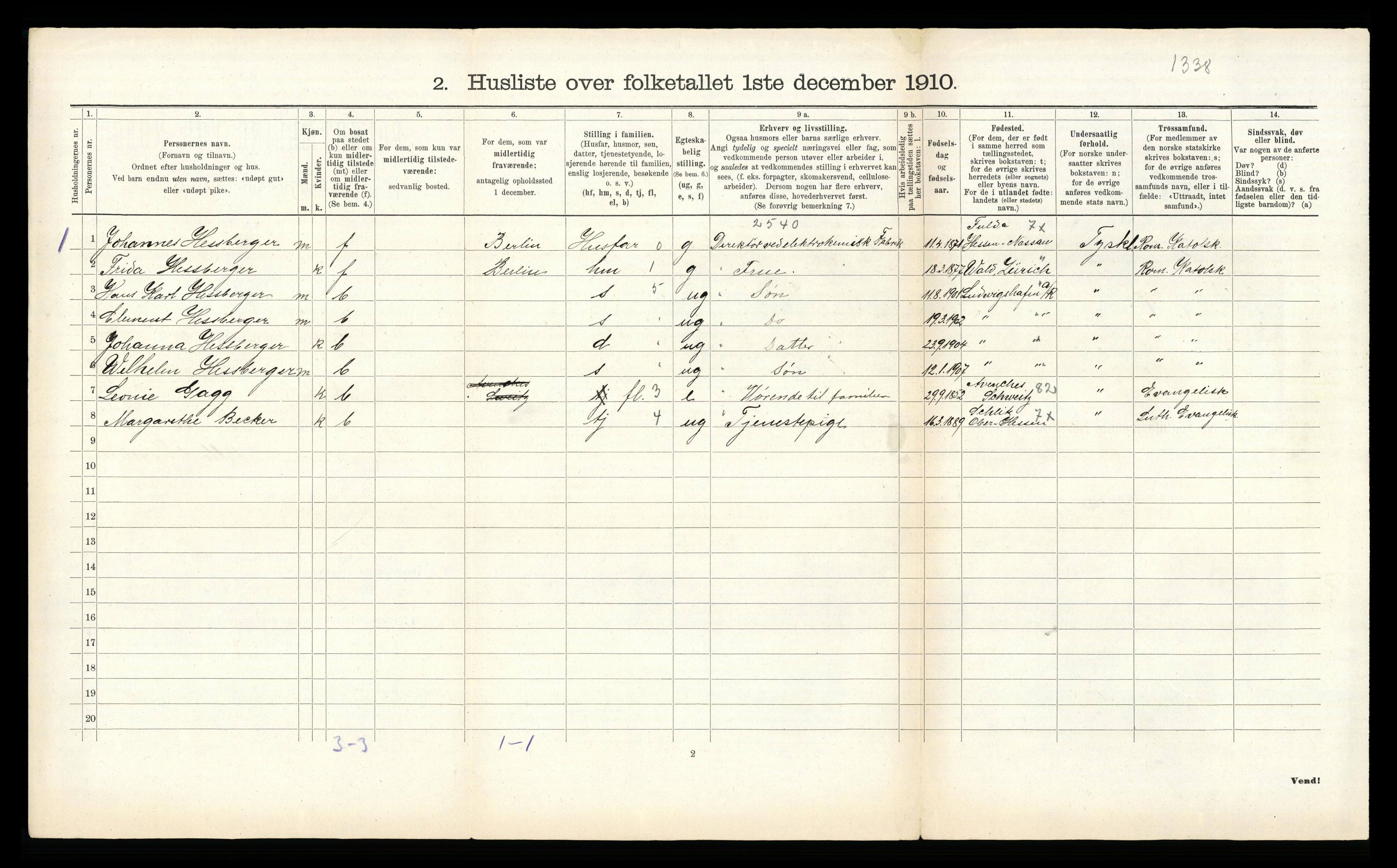 RA, 1910 census for Oddernes, 1910, p. 536