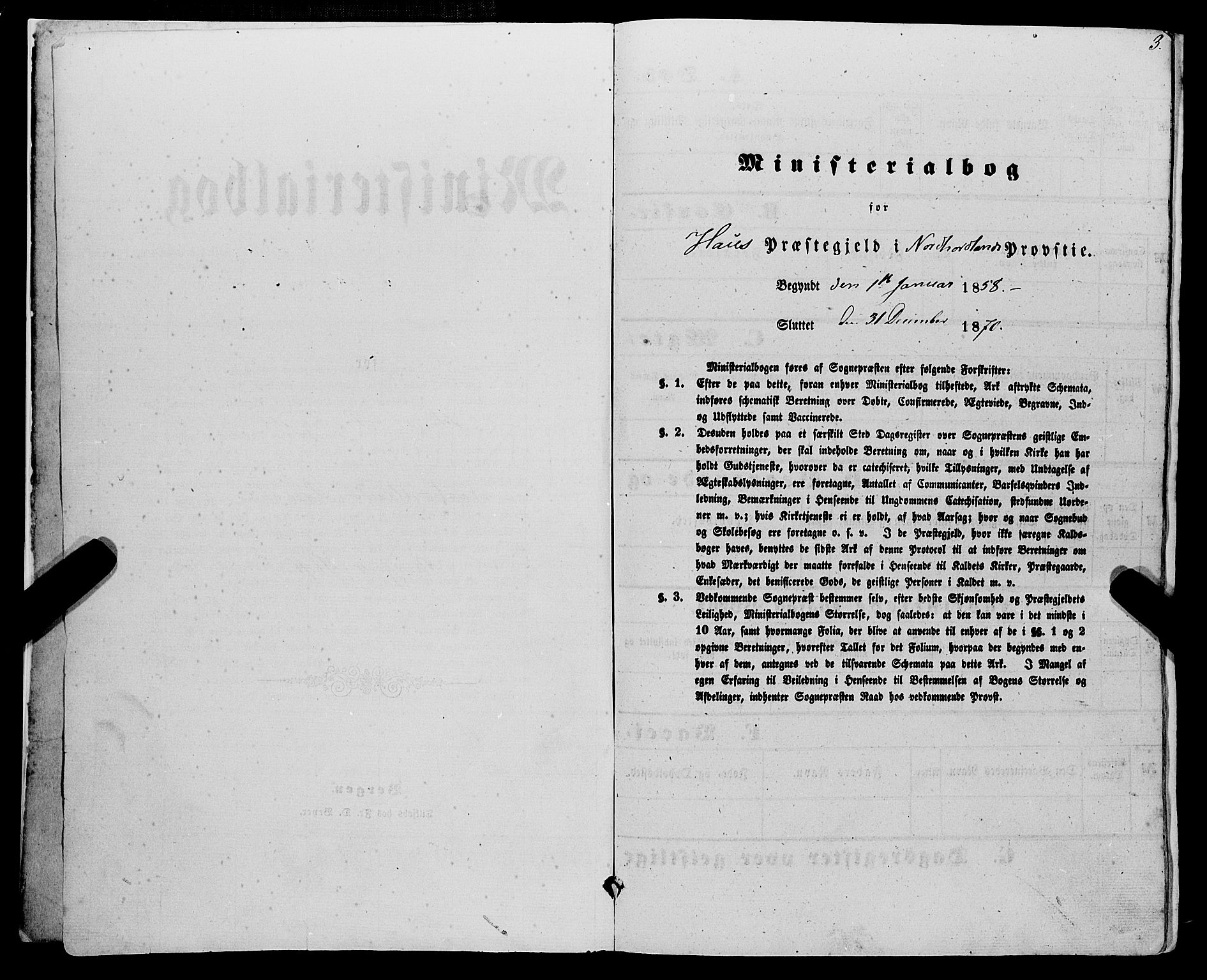 Haus sokneprestembete, AV/SAB-A-75601/H/Haa: Parish register (official) no. A 17, 1858-1870, p. 3