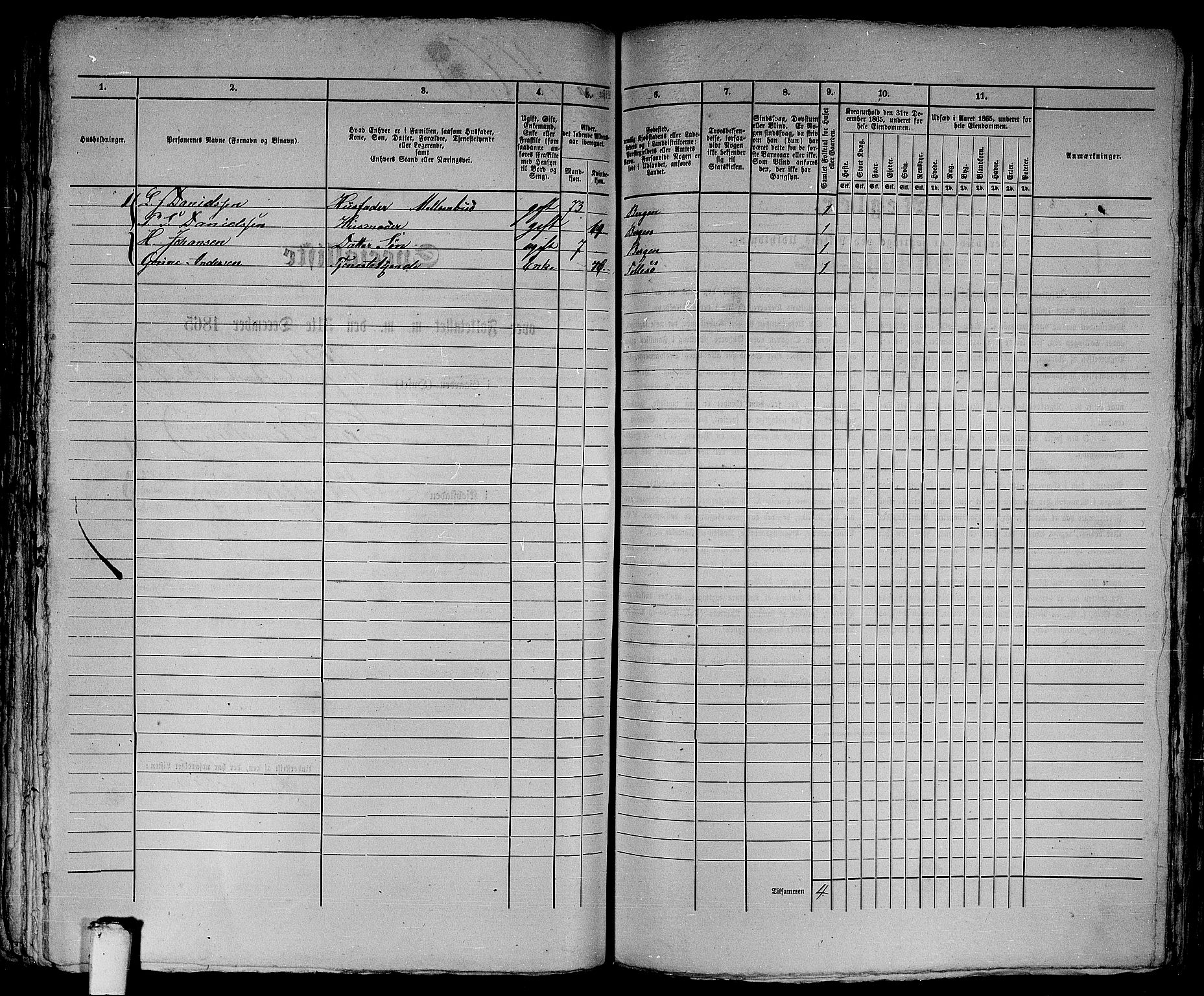 RA, 1865 census for Bergen, 1865, p. 3387