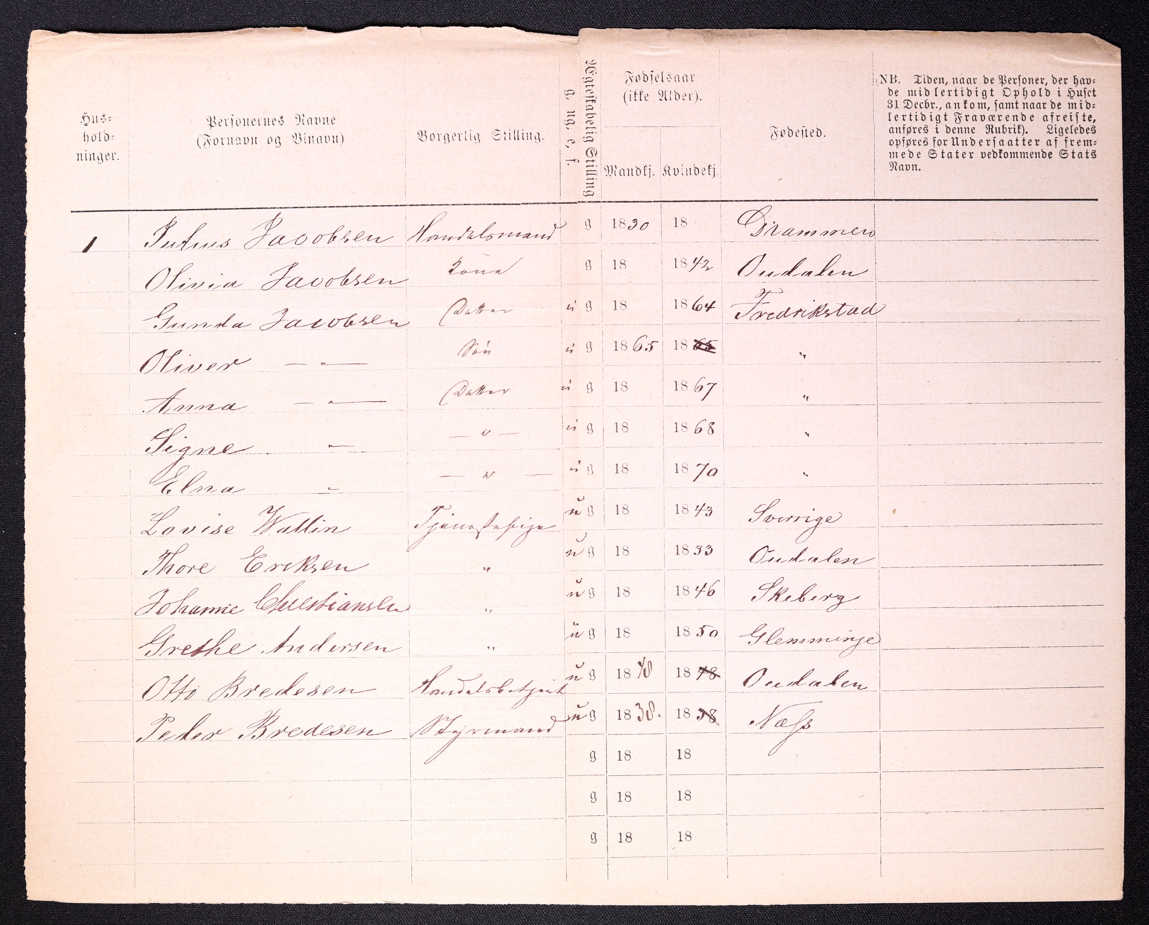 RA, 1870 census for 0103 Fredrikstad, 1870, p. 1048
