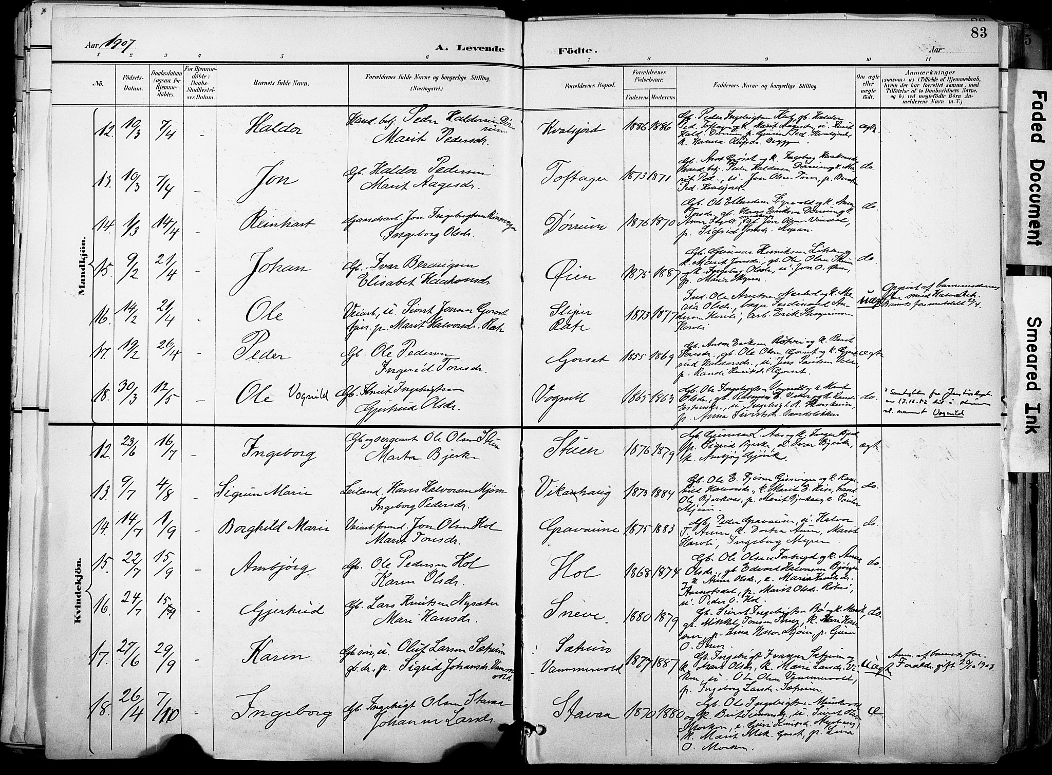 Ministerialprotokoller, klokkerbøker og fødselsregistre - Sør-Trøndelag, AV/SAT-A-1456/678/L0902: Parish register (official) no. 678A11, 1895-1911, p. 83