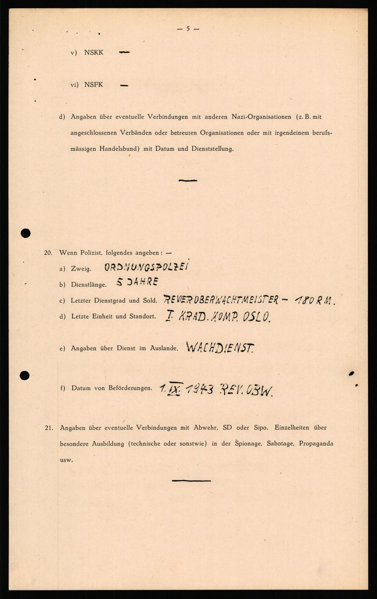 Forsvaret, Forsvarets overkommando II, AV/RA-RAFA-3915/D/Db/L0039: CI Questionaires. Tyske okkupasjonsstyrker i Norge. Østerrikere., 1945-1946, p. 449