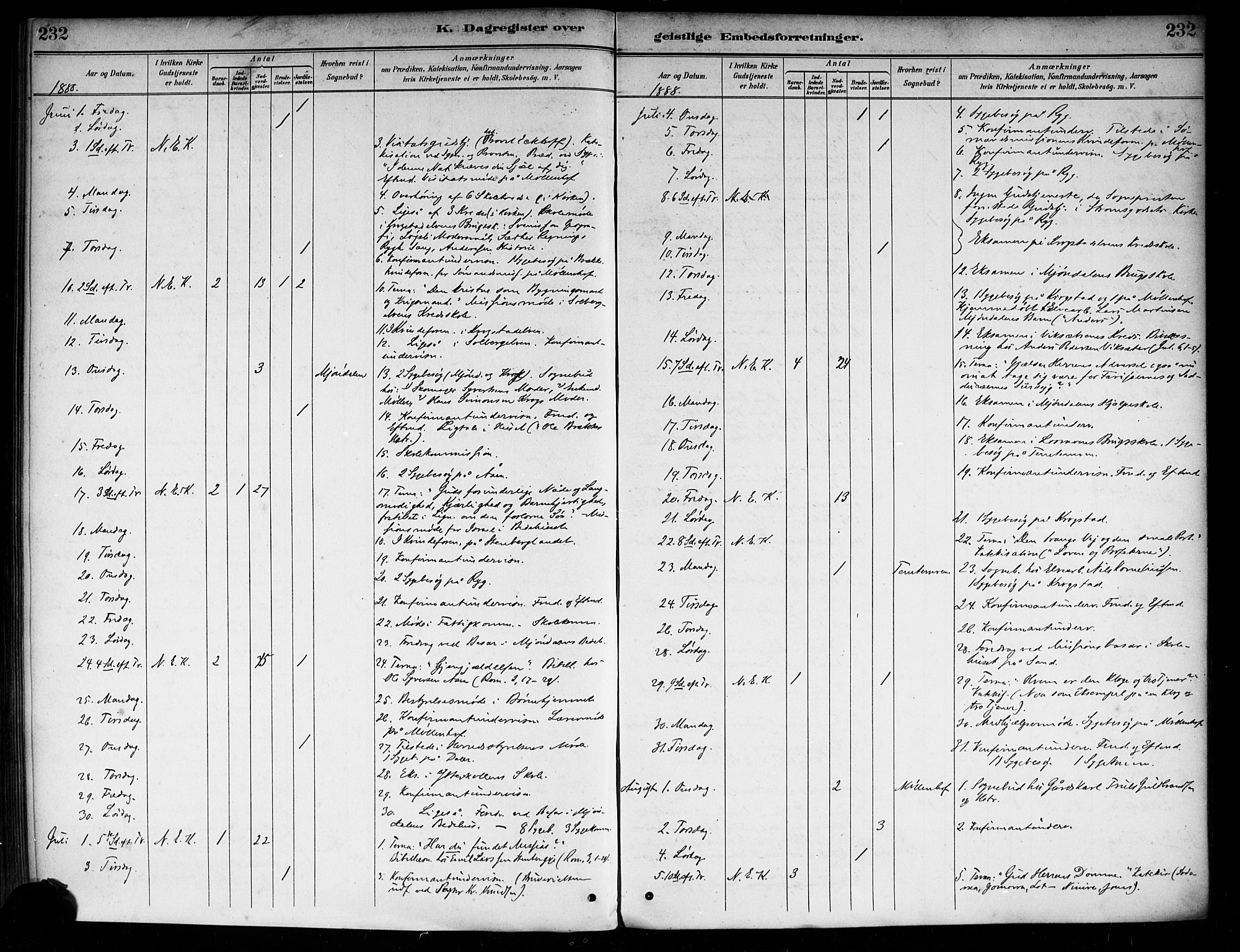 Nedre Eiker kirkebøker, AV/SAKO-A-612/F/Fa/L0003: Parish register (official) no. 3, 1885-1892, p. 232