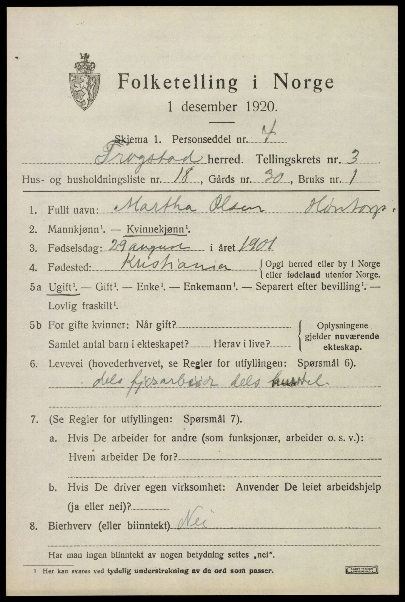SAO, 1920 census for Trøgstad, 1920, p. 3544