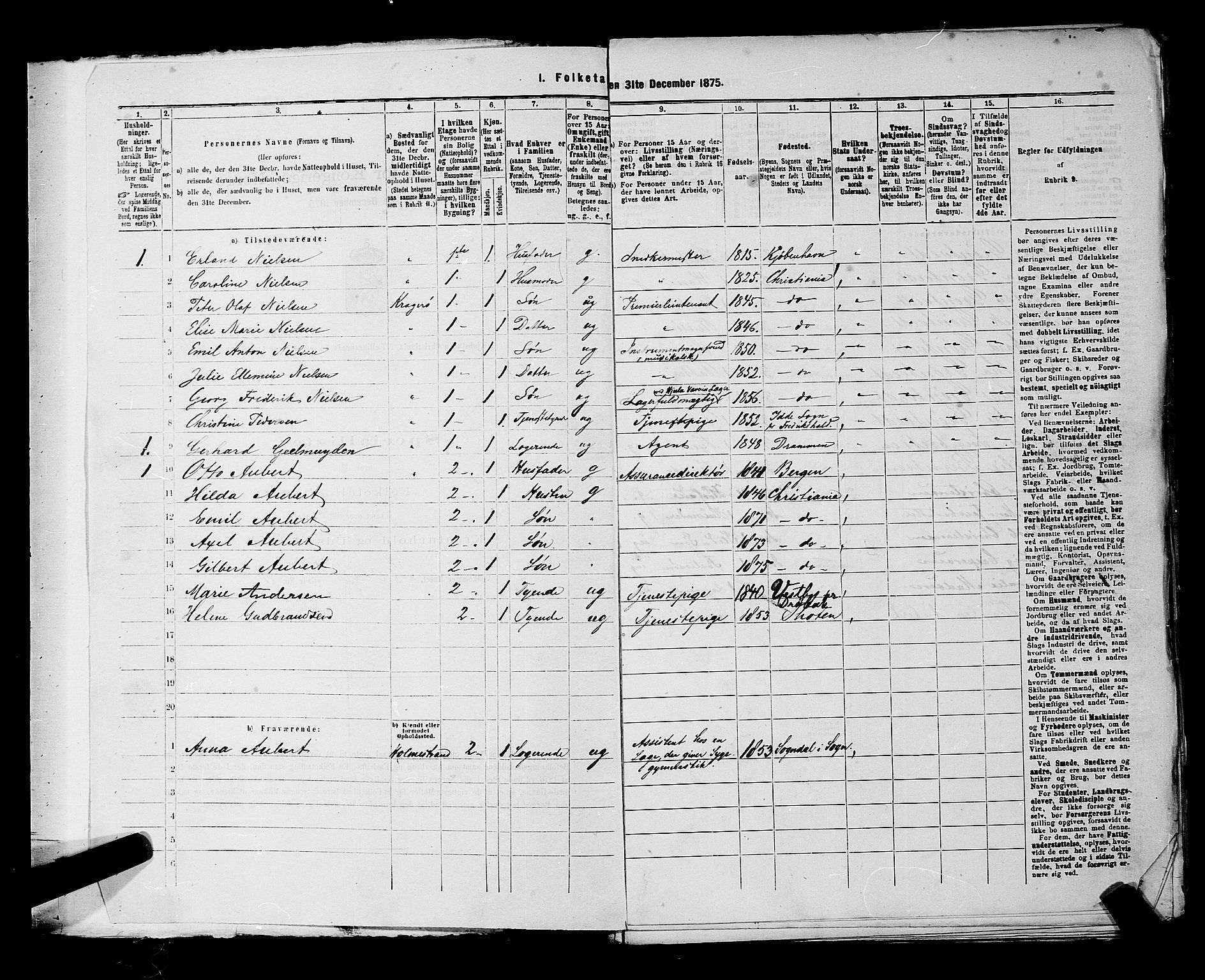 RA, 1875 census for 0301 Kristiania, 1875, p. 5848