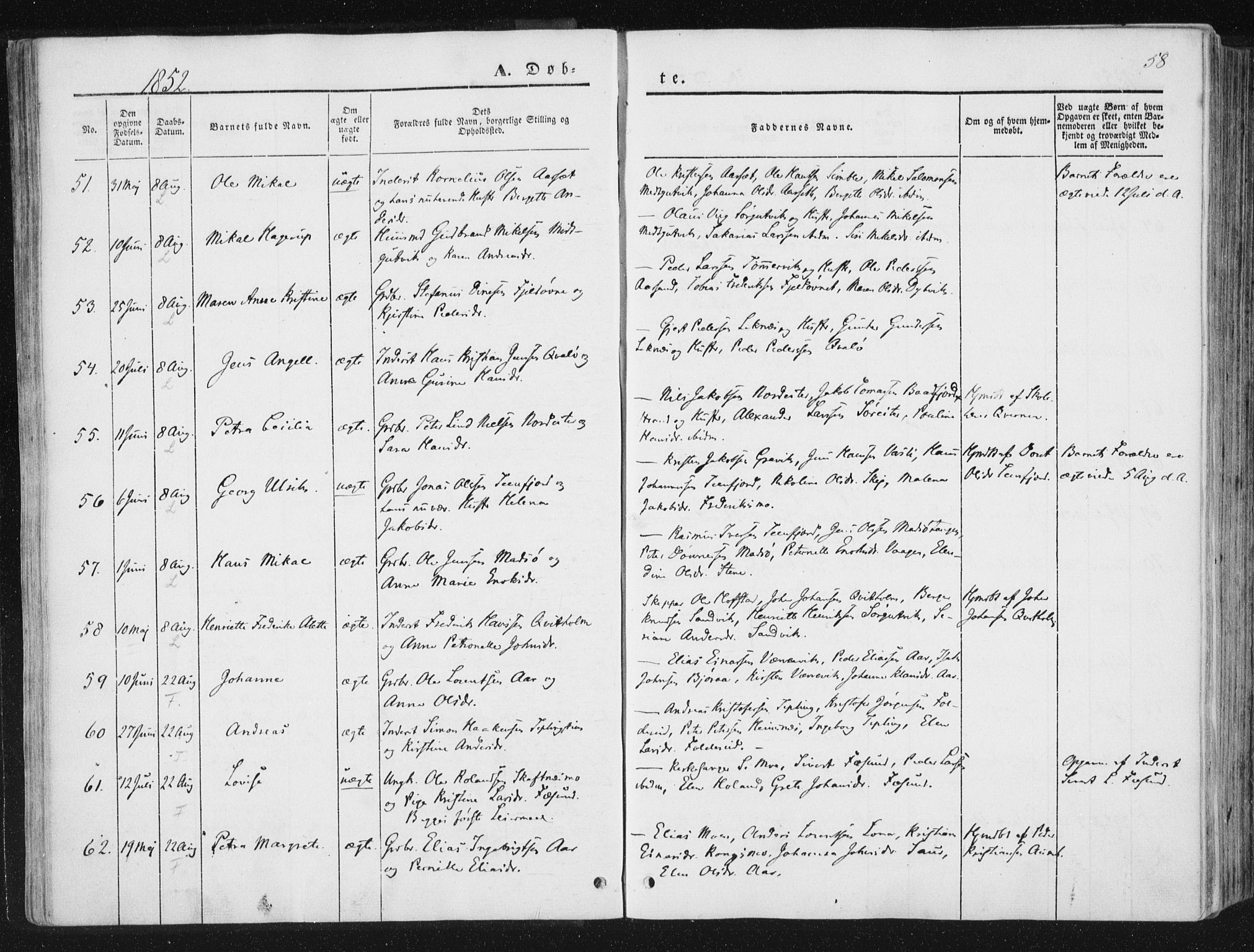 Ministerialprotokoller, klokkerbøker og fødselsregistre - Nord-Trøndelag, AV/SAT-A-1458/780/L0640: Parish register (official) no. 780A05, 1845-1856, p. 58