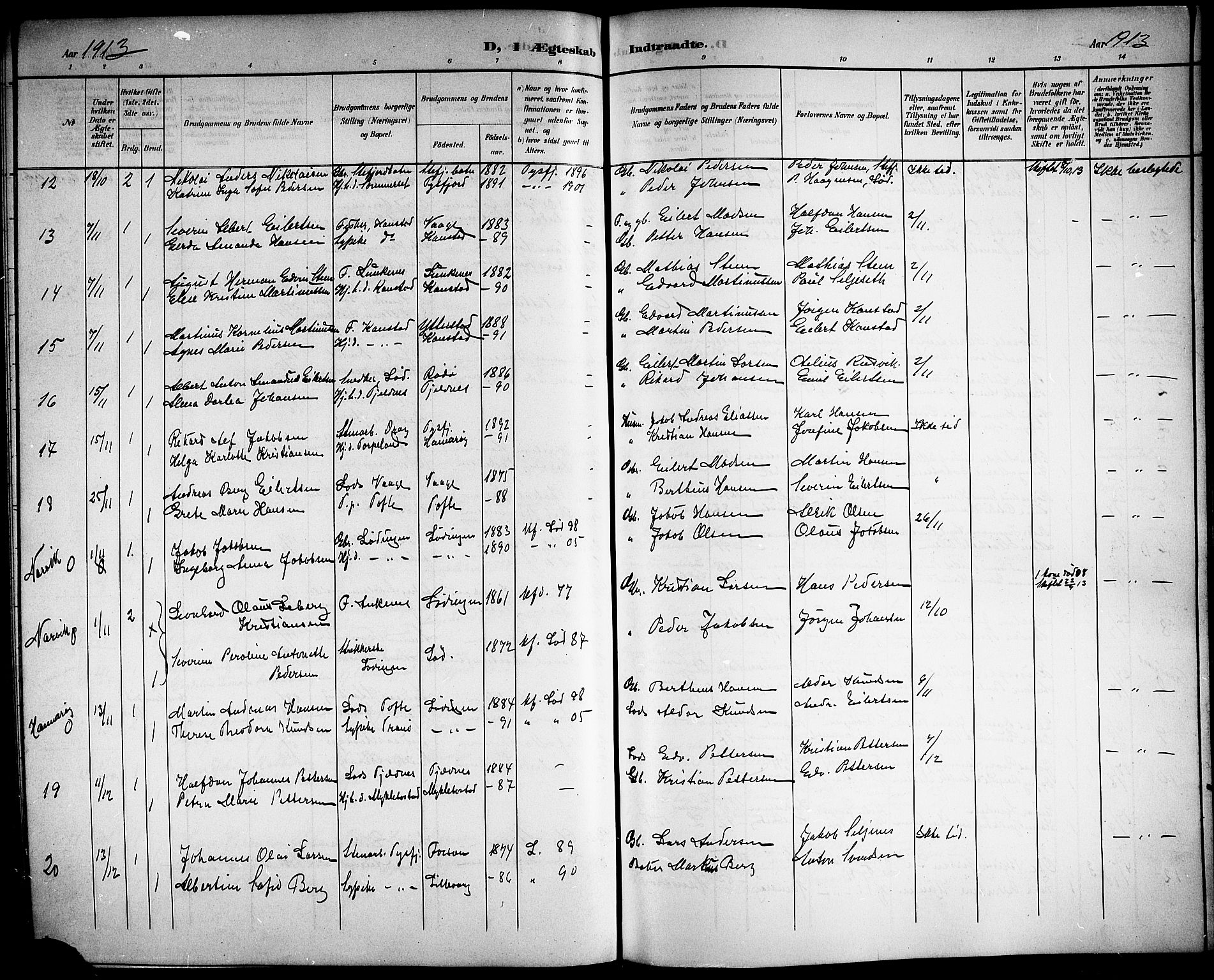 Ministerialprotokoller, klokkerbøker og fødselsregistre - Nordland, AV/SAT-A-1459/872/L1048: Parish register (copy) no. 872C04, 1898-1919