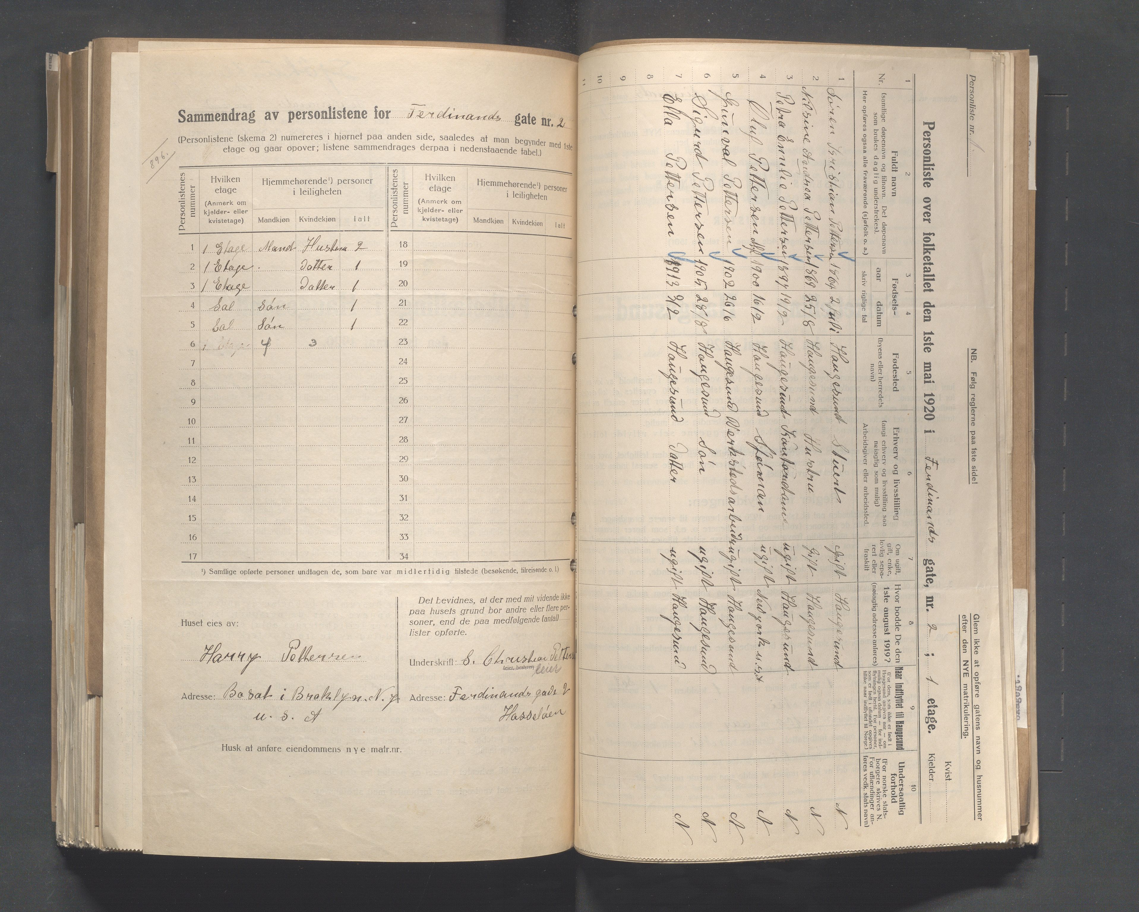 IKAR, Local census 1.5.1920 for Haugesund, 1920, p. 6266