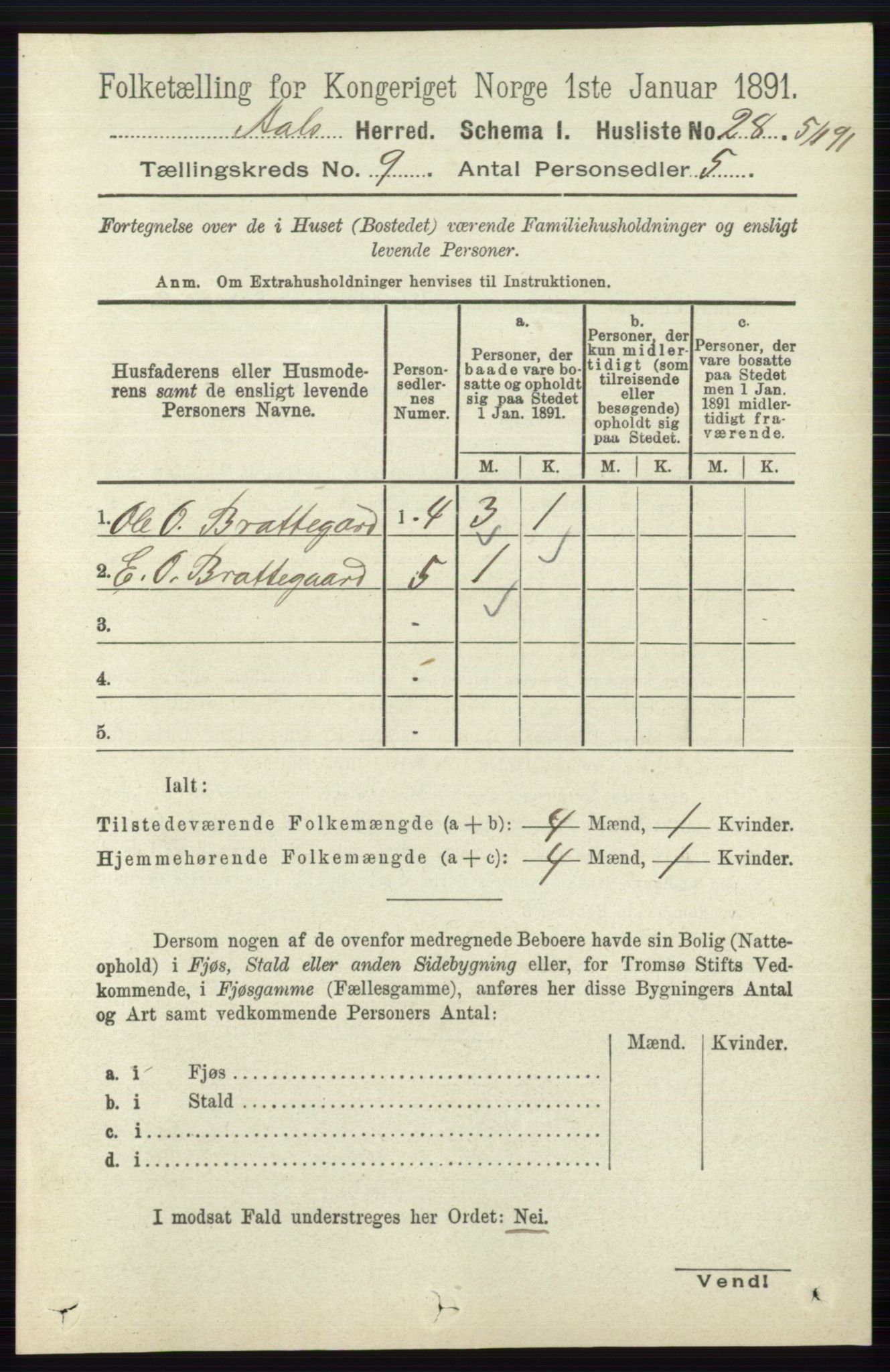 RA, 1891 census for 0619 Ål, 1891, p. 2474