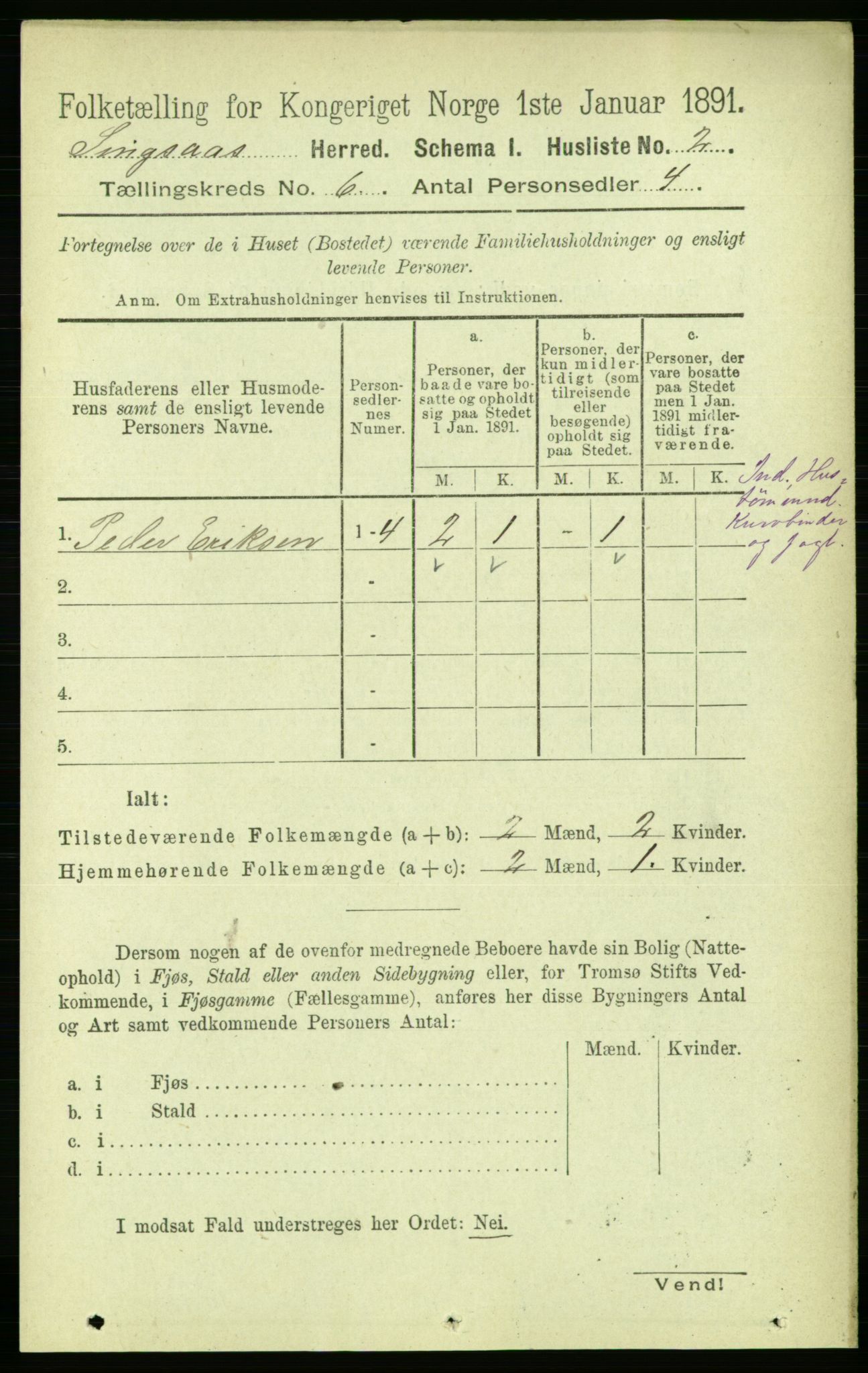 RA, 1891 census for 1646 Singsås, 1891, p. 1174