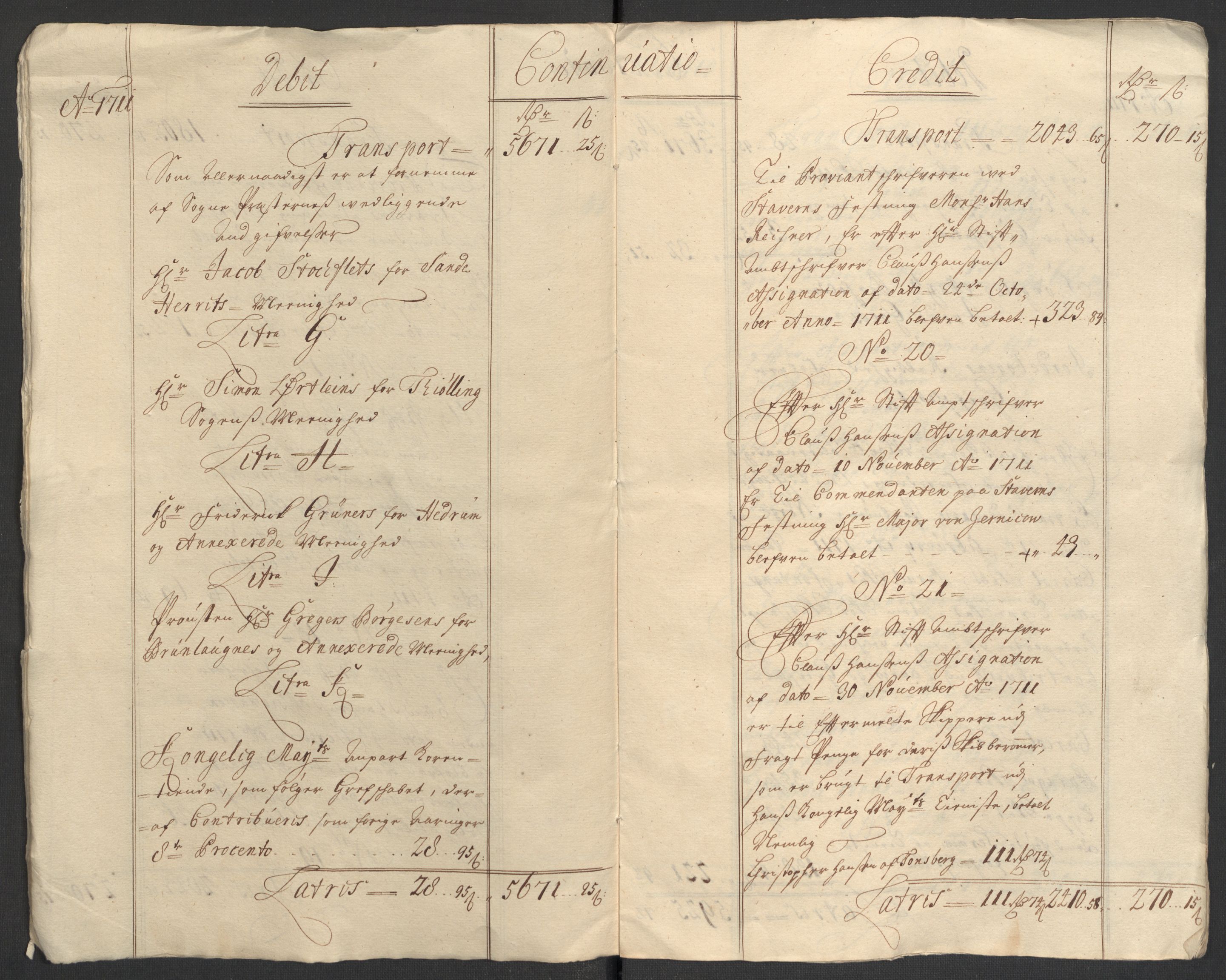 Rentekammeret inntil 1814, Reviderte regnskaper, Fogderegnskap, AV/RA-EA-4092/R33/L1983: Fogderegnskap Larvik grevskap, 1711, p. 11