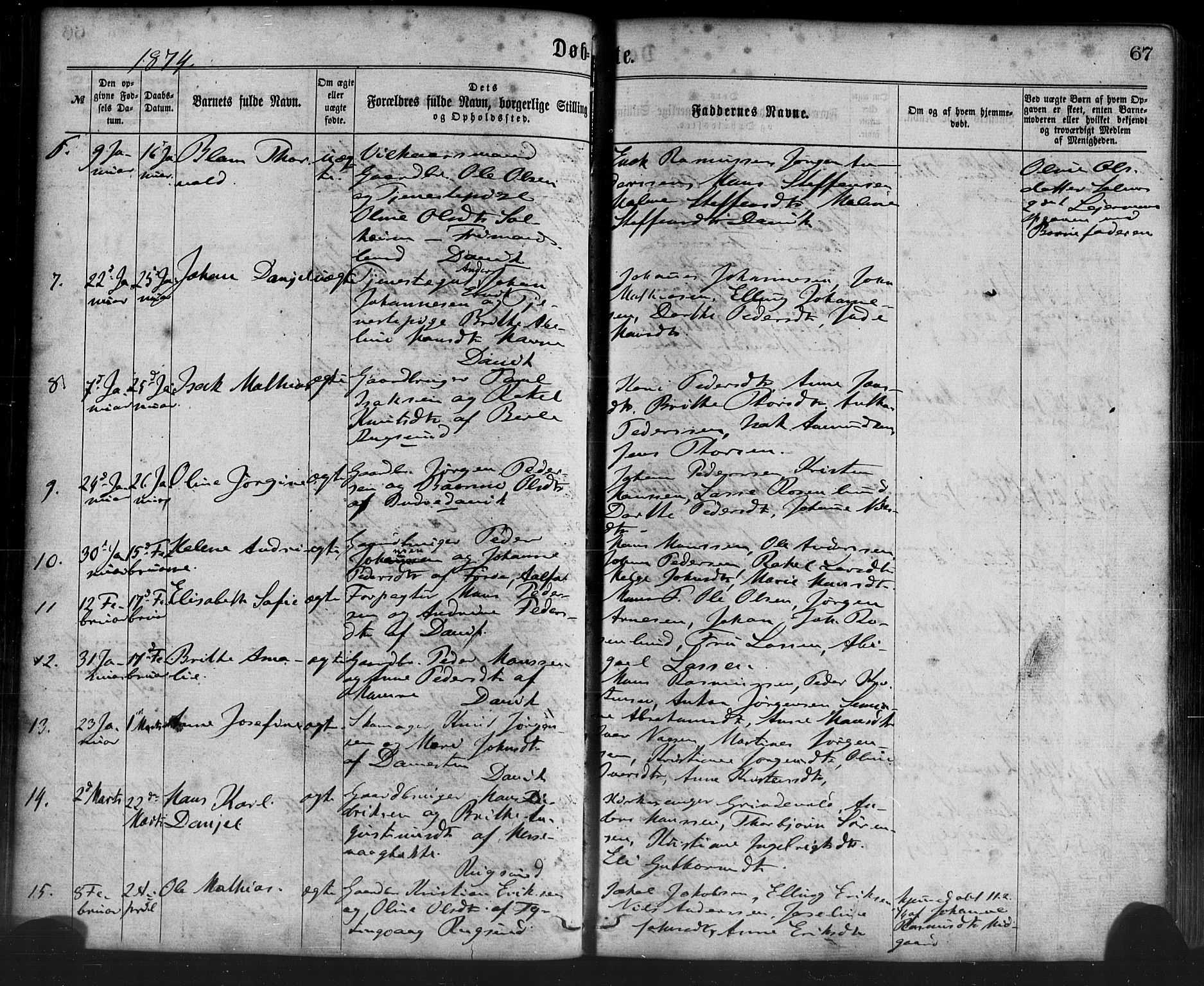 Davik sokneprestembete, AV/SAB-A-79701/H/Haa/Haaa/L0006: Parish register (official) no. A 6, 1867-1881, p. 67