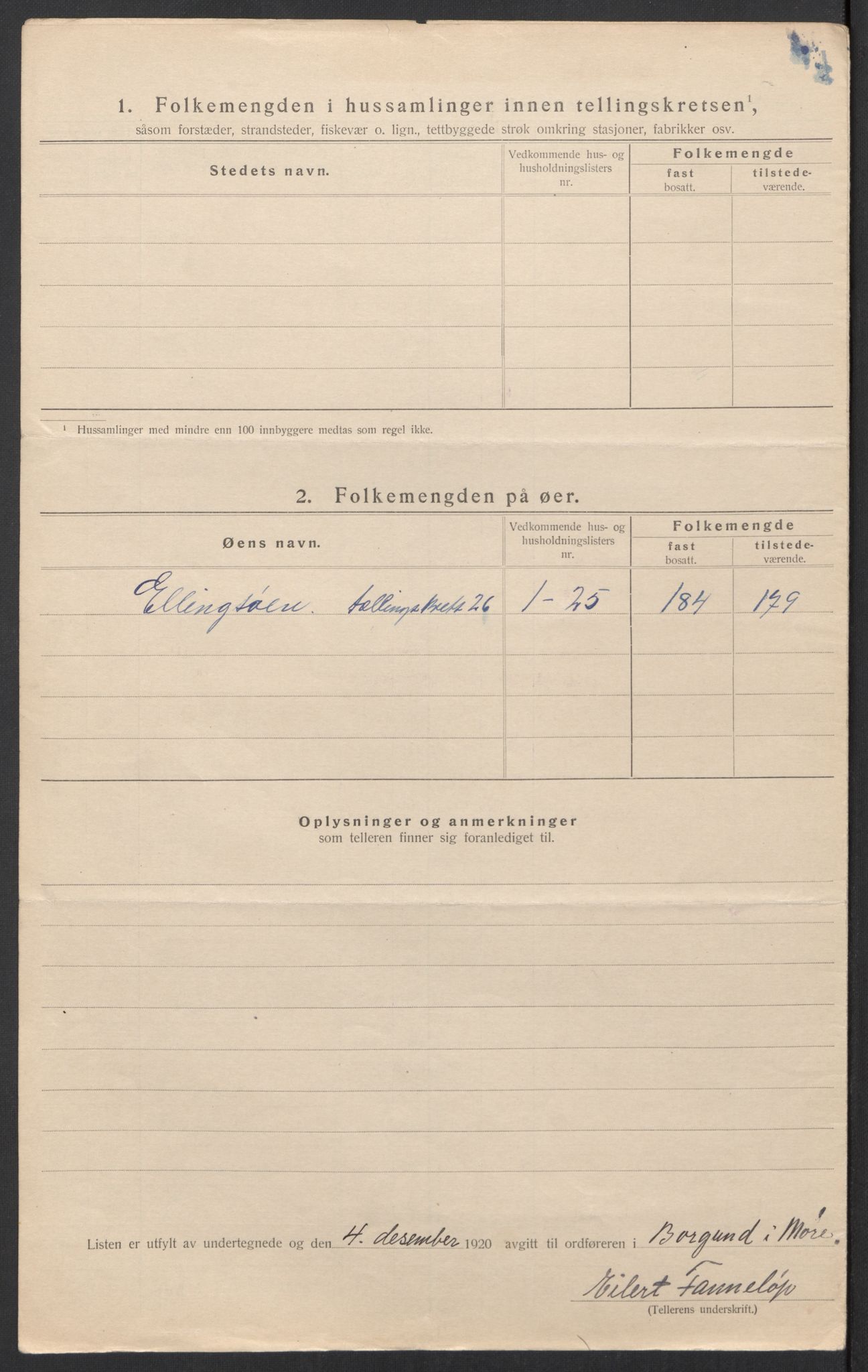 SAT, 1920 census for Borgund, 1920, p. 85