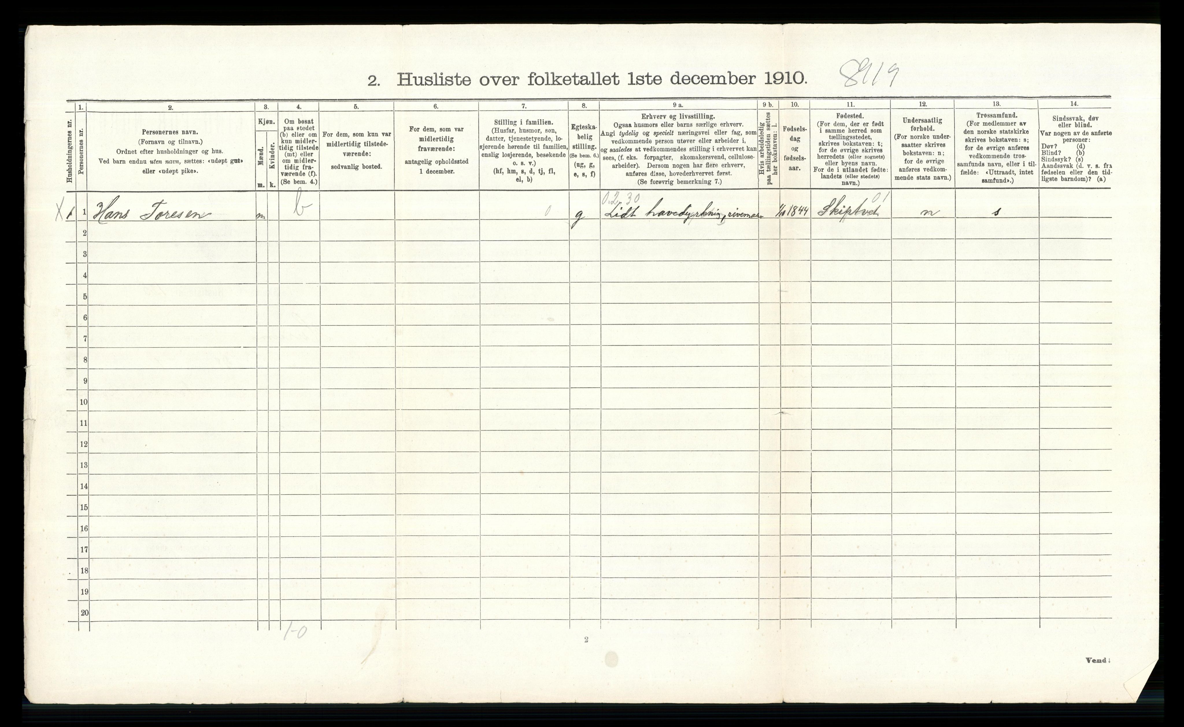 RA, 1910 census for Hurum, 1910, p. 581