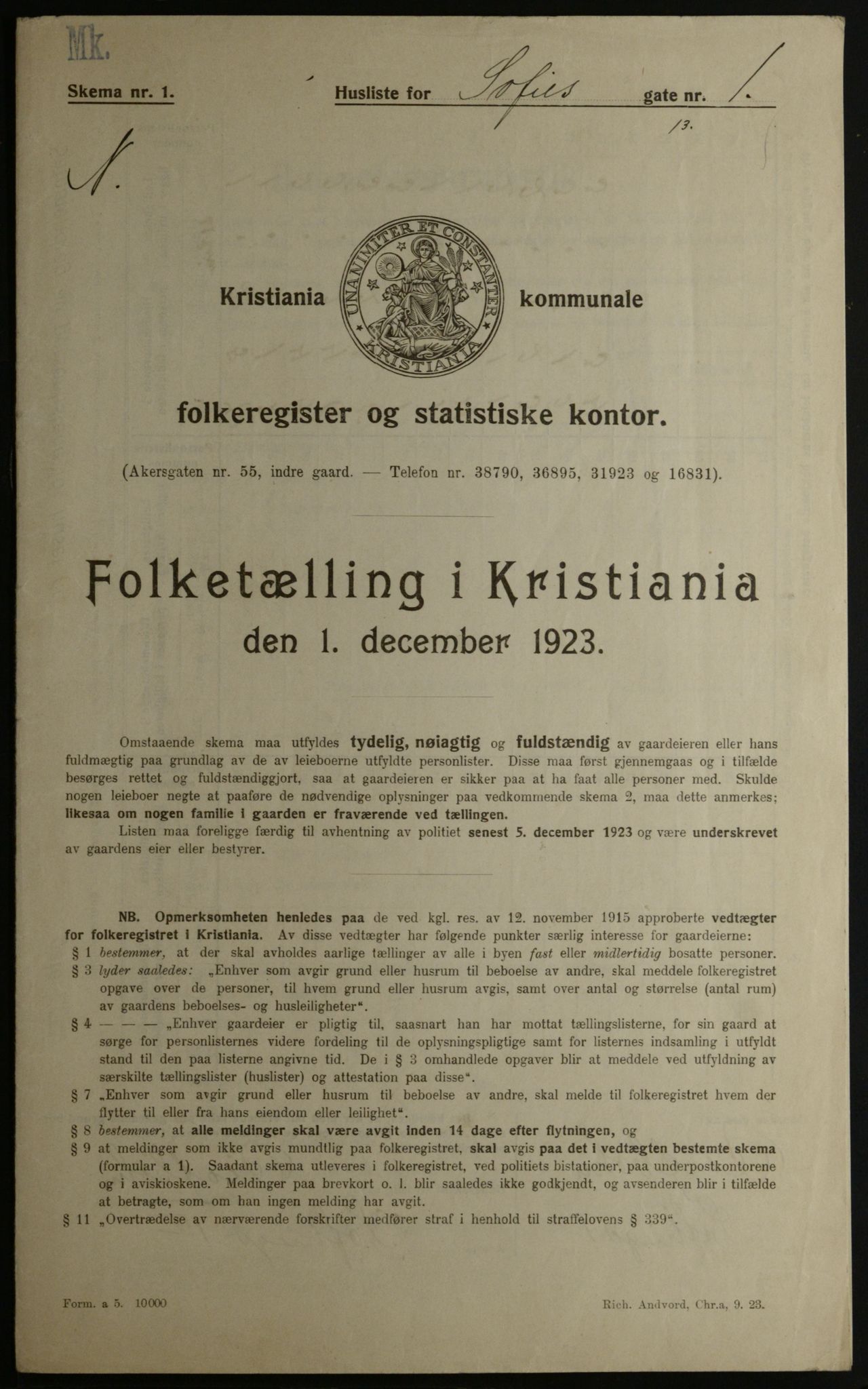 OBA, Municipal Census 1923 for Kristiania, 1923, p. 108803