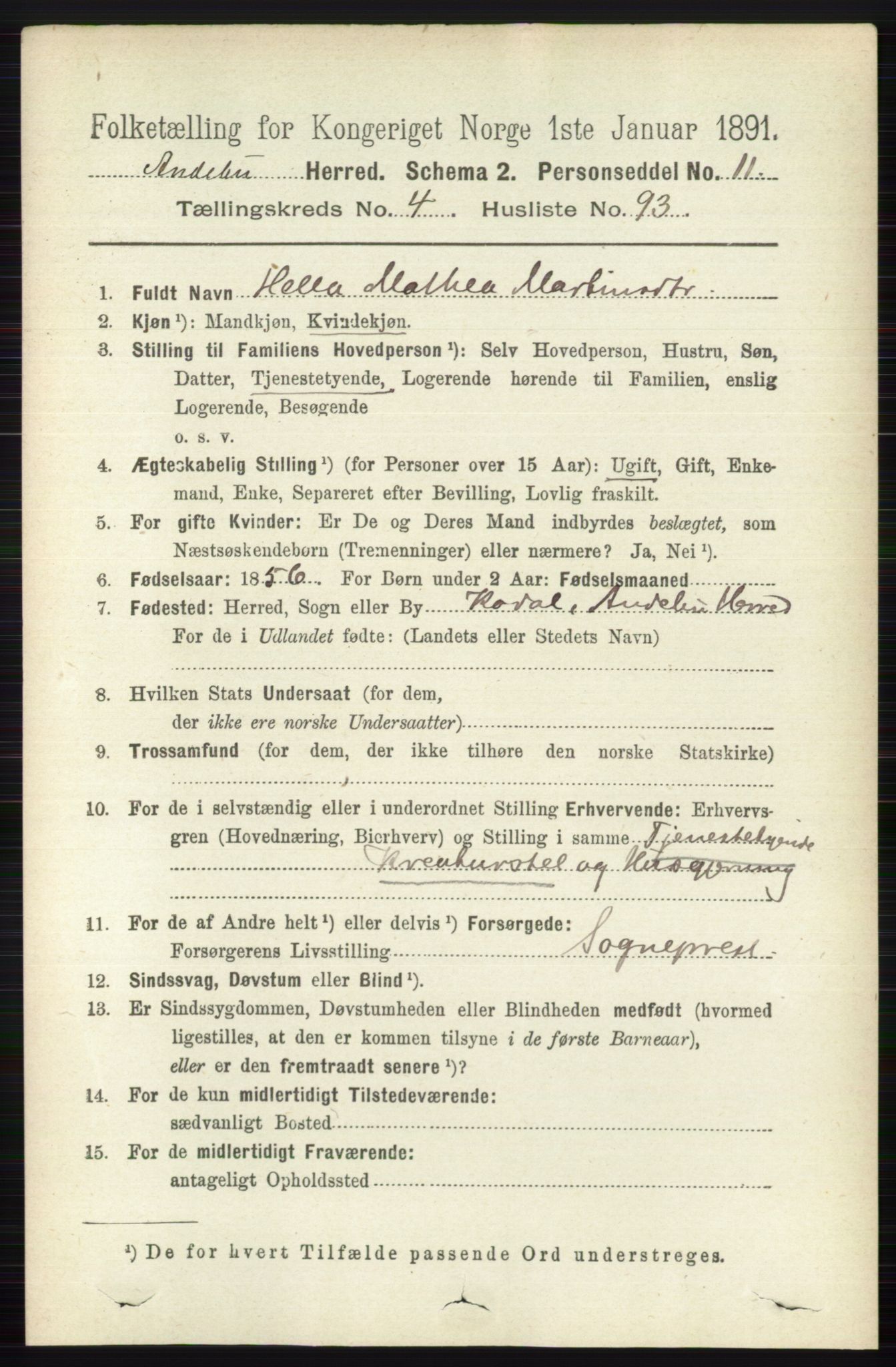 RA, 1891 census for 0719 Andebu, 1891, p. 2570