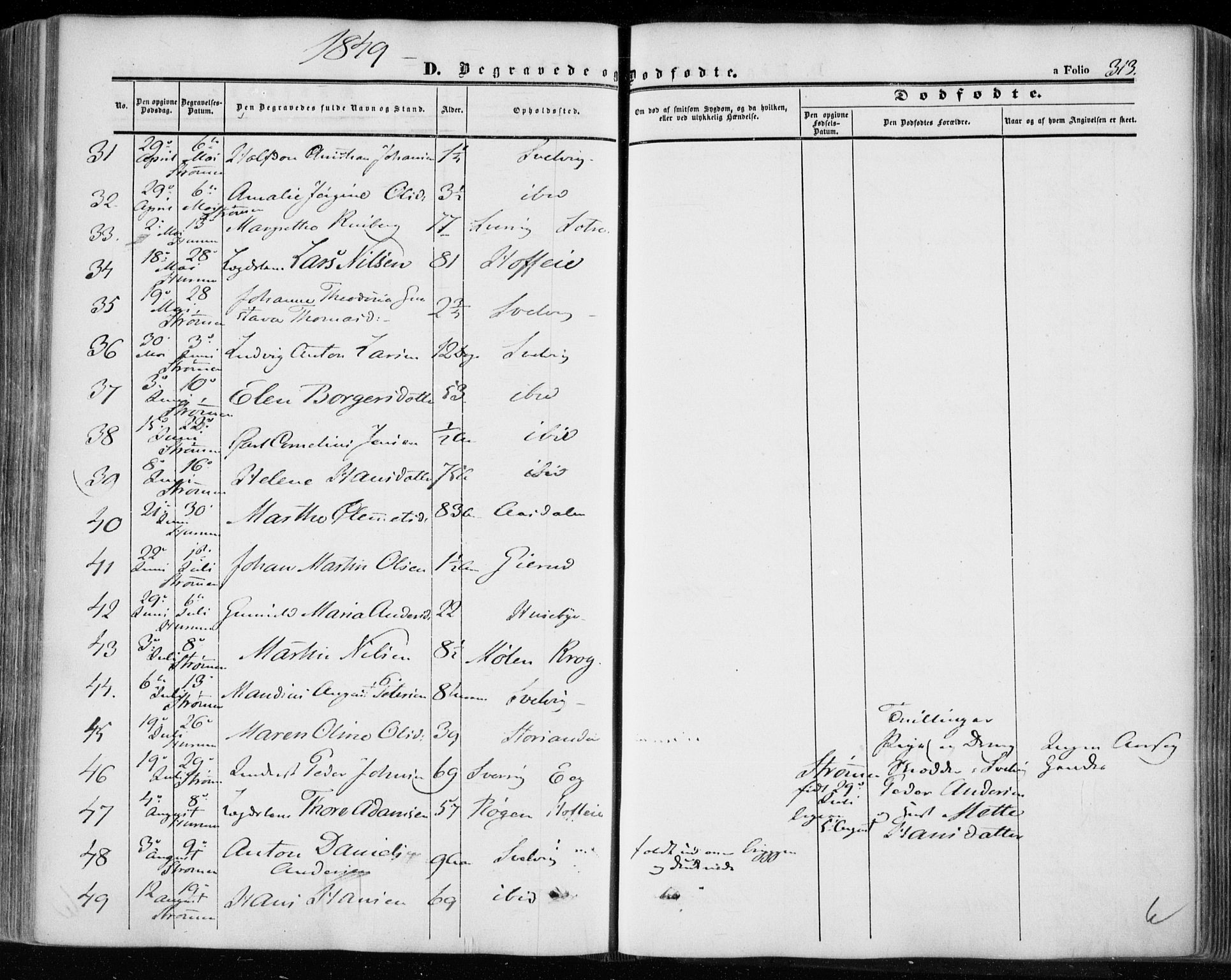 Hurum kirkebøker, AV/SAKO-A-229/F/Fa/L0011: Parish register (official) no. 11, 1847-1860, p. 313