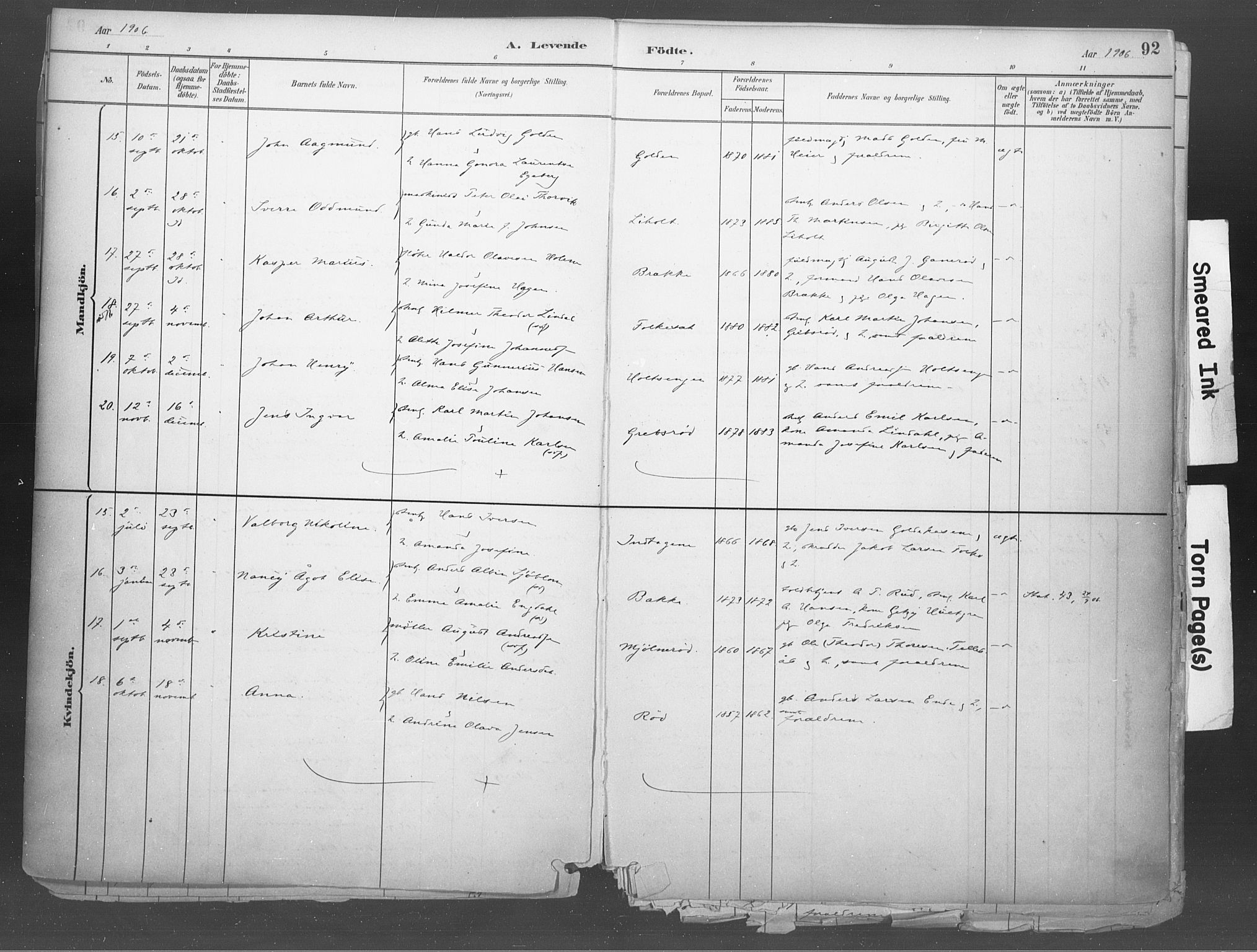 Idd prestekontor Kirkebøker, SAO/A-10911/F/Fb/L0002: Parish register (official) no. II 2, 1882-1923, p. 92