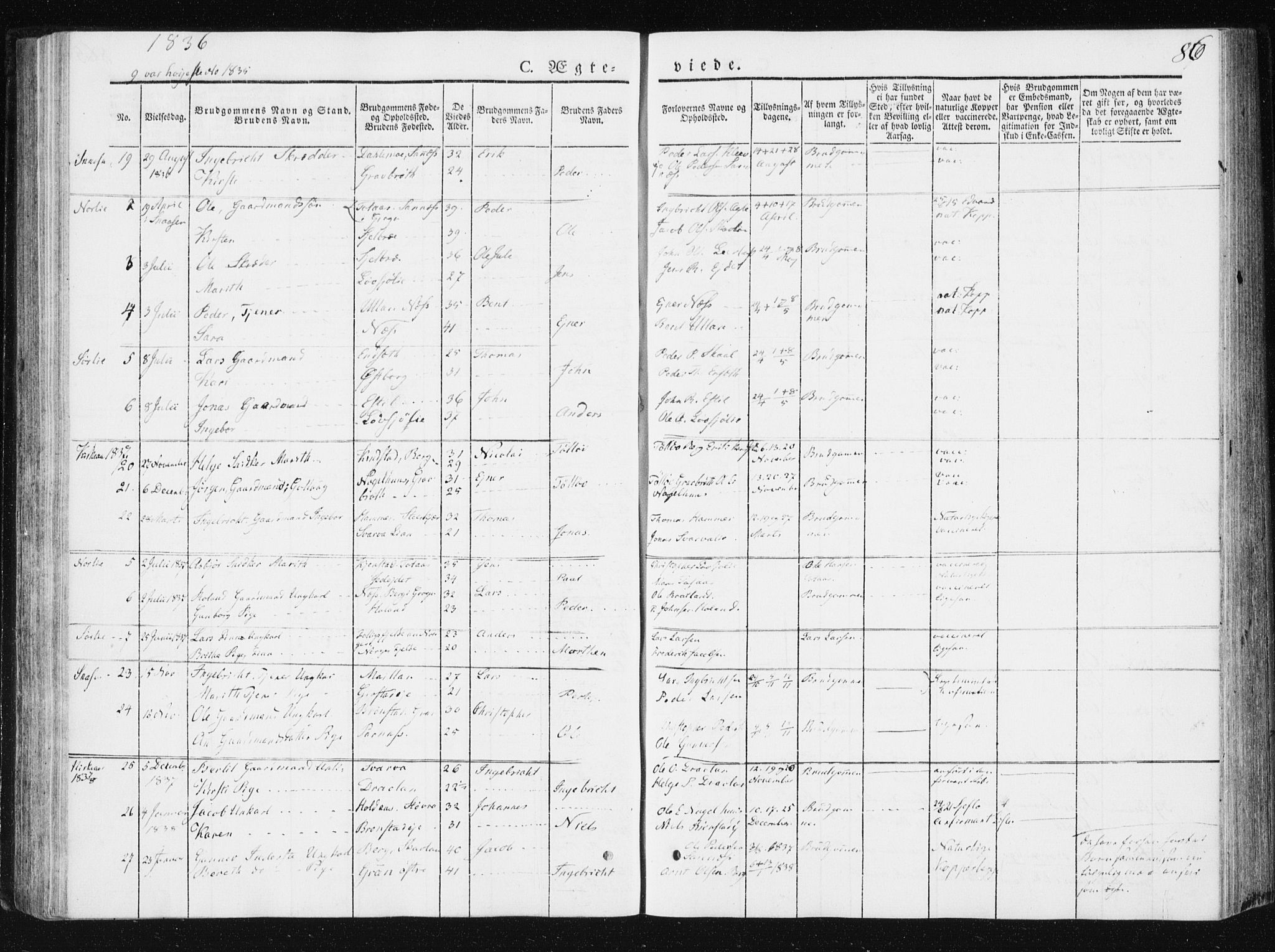 Ministerialprotokoller, klokkerbøker og fødselsregistre - Nord-Trøndelag, SAT/A-1458/749/L0470: Parish register (official) no. 749A04, 1834-1853, p. 86