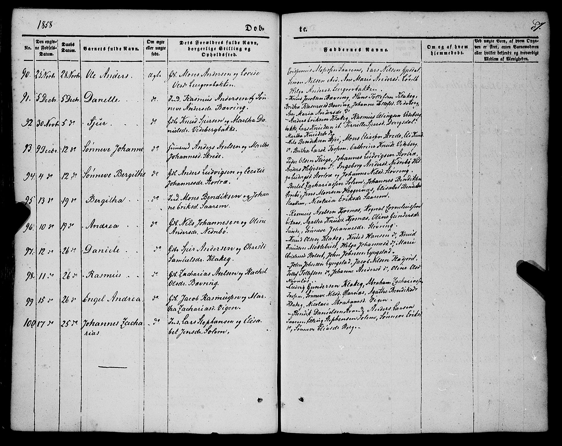 Jølster sokneprestembete, SAB/A-80701/H/Haa/Haaa/L0010: Parish register (official) no. A 10, 1847-1865, p. 87