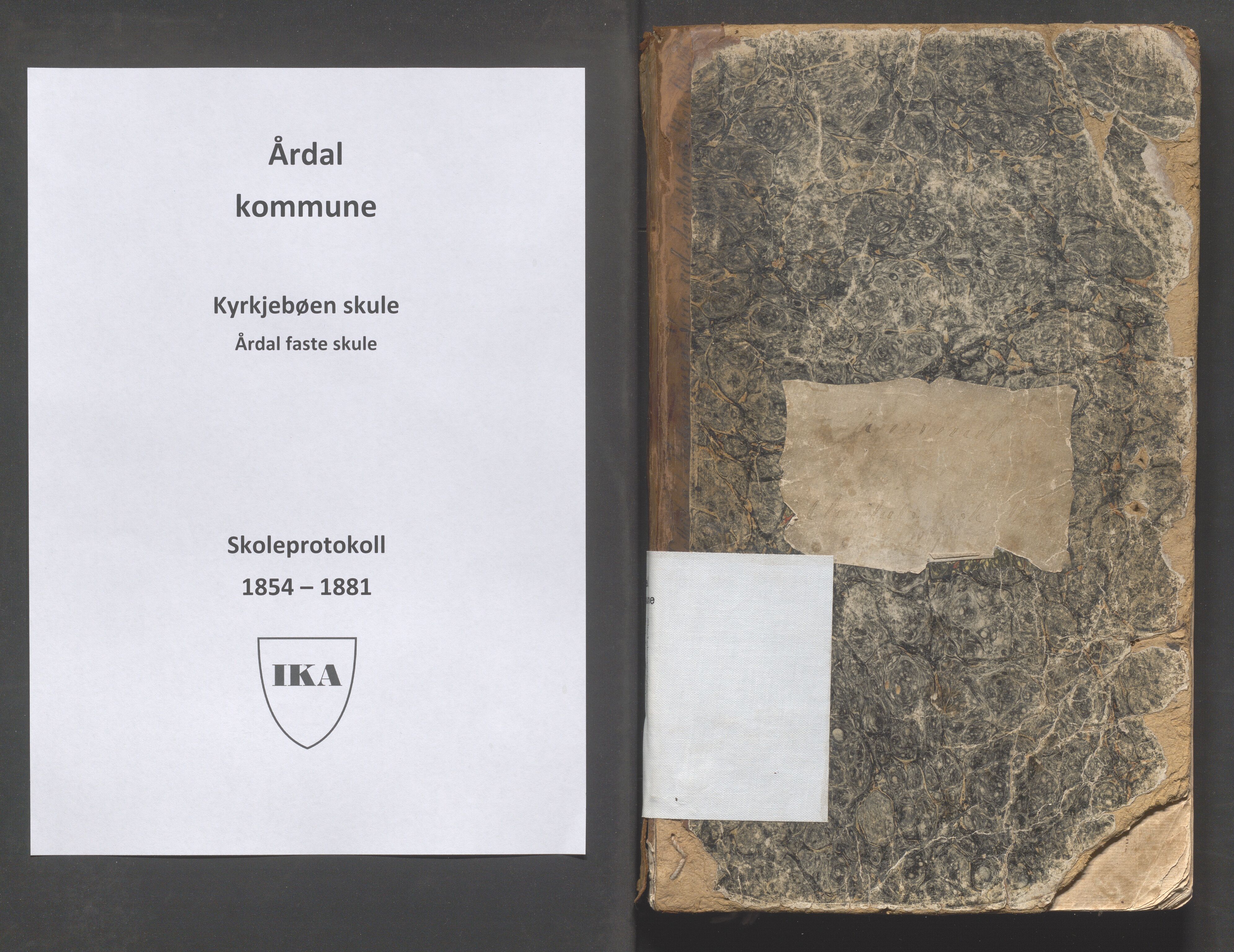 Årdal kommune - Kyrkjebøen skule, IKAR/K-101992/H/L0001: Skoleprotokoll, 1854-1881, p. 1