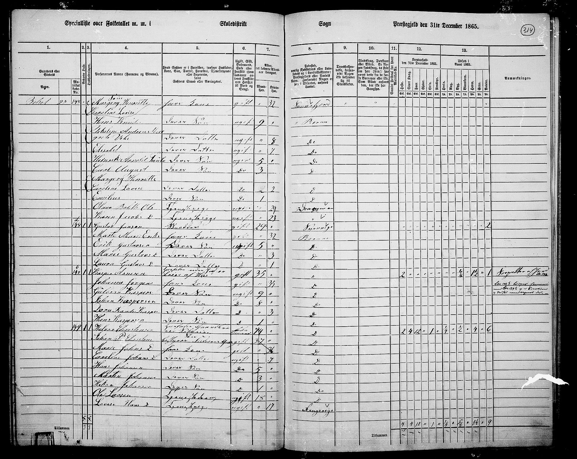 RA, 1865 census for Asker, 1865, p. 303