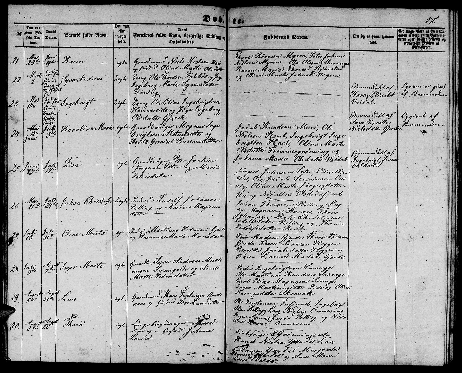 Ministerialprotokoller, klokkerbøker og fødselsregistre - Møre og Romsdal, AV/SAT-A-1454/519/L0261: Parish register (copy) no. 519C02, 1854-1867, p. 57