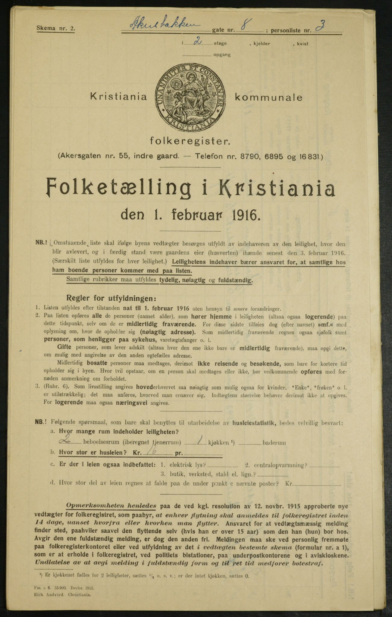 OBA, Municipal Census 1916 for Kristiania, 1916, p. 35