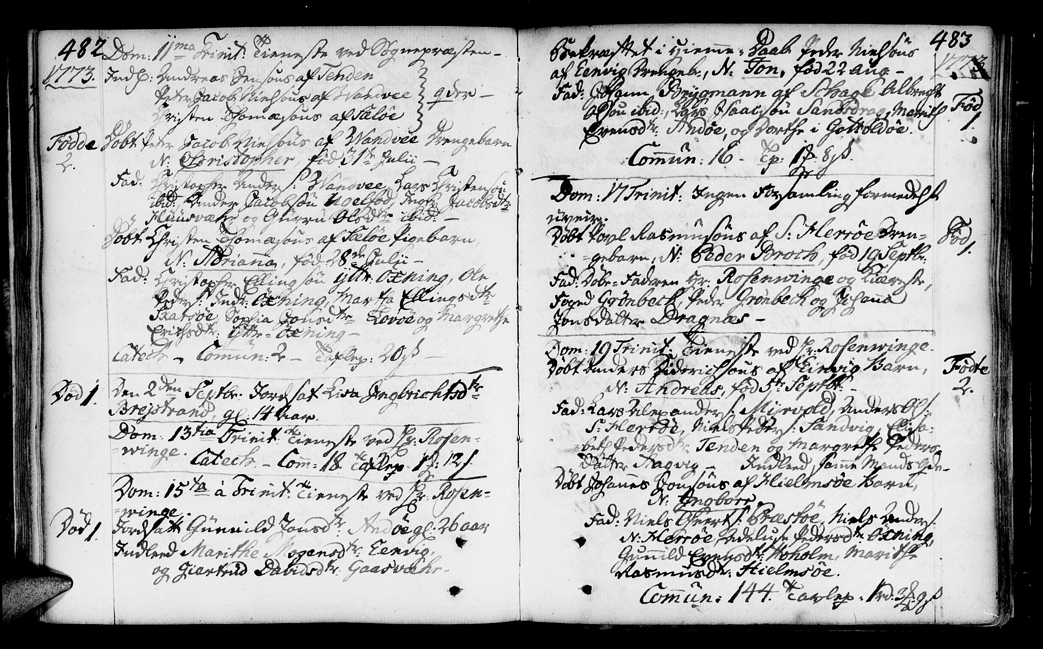Ministerialprotokoller, klokkerbøker og fødselsregistre - Nordland, SAT/A-1459/817/L0260: Parish register (official) no. 817A02 /2, 1768-1776, p. 482-483