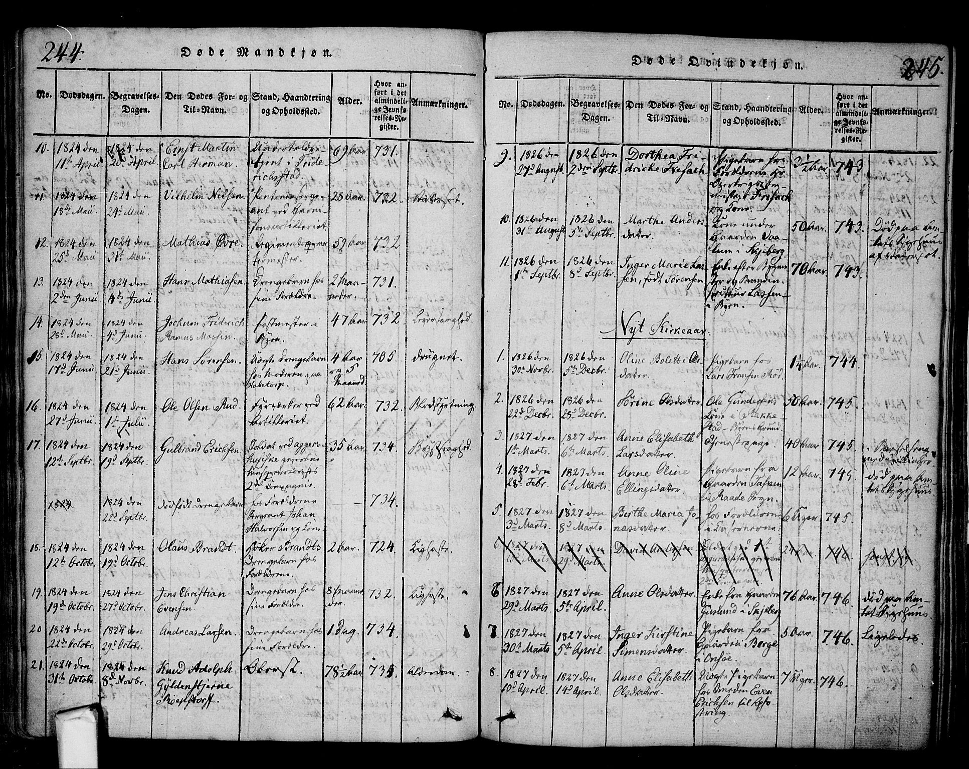 Fredrikstad prestekontor Kirkebøker, SAO/A-11082/F/Fa/L0004: Parish register (official) no. 4, 1816-1834, p. 244-245