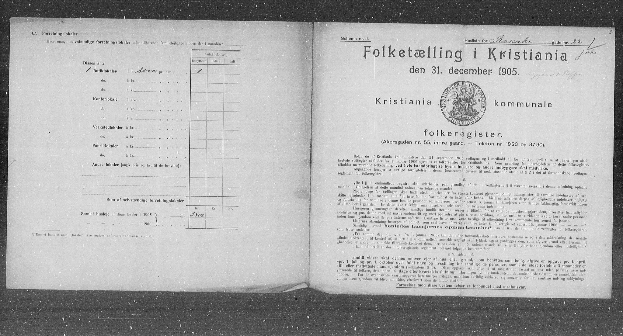 OBA, Municipal Census 1905 for Kristiania, 1905, p. 44297