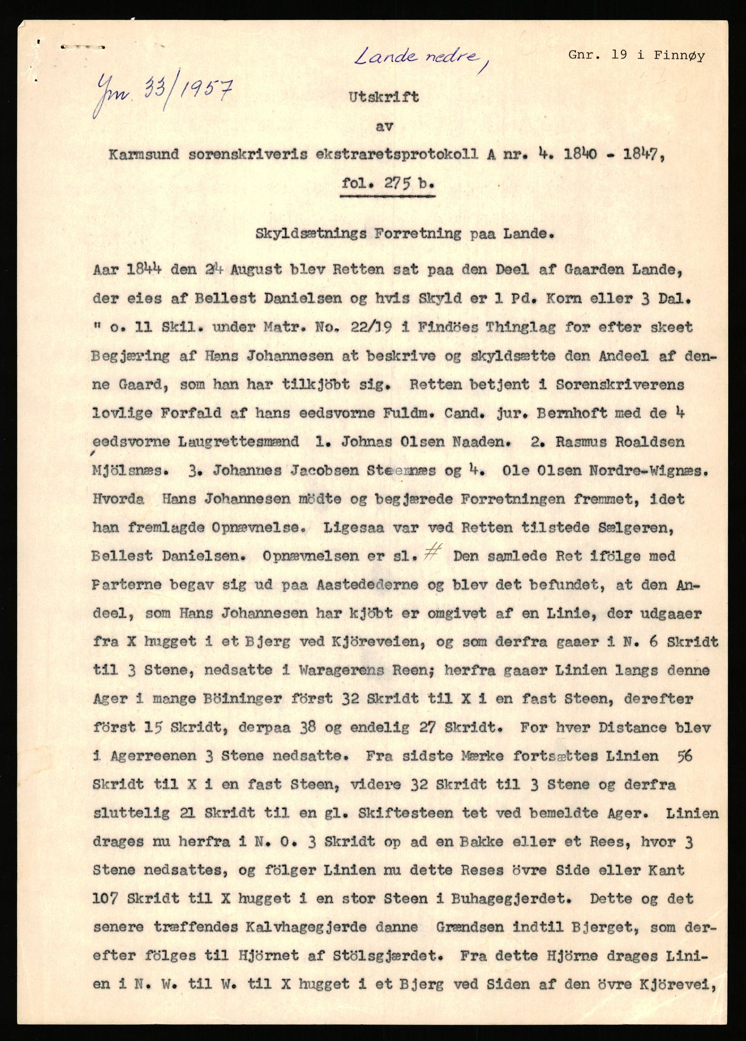 Statsarkivet i Stavanger, AV/SAST-A-101971/03/Y/Yj/L0051: Avskrifter sortert etter gårdsnavn: Kvål - Landsnes, 1750-1930, p. 397