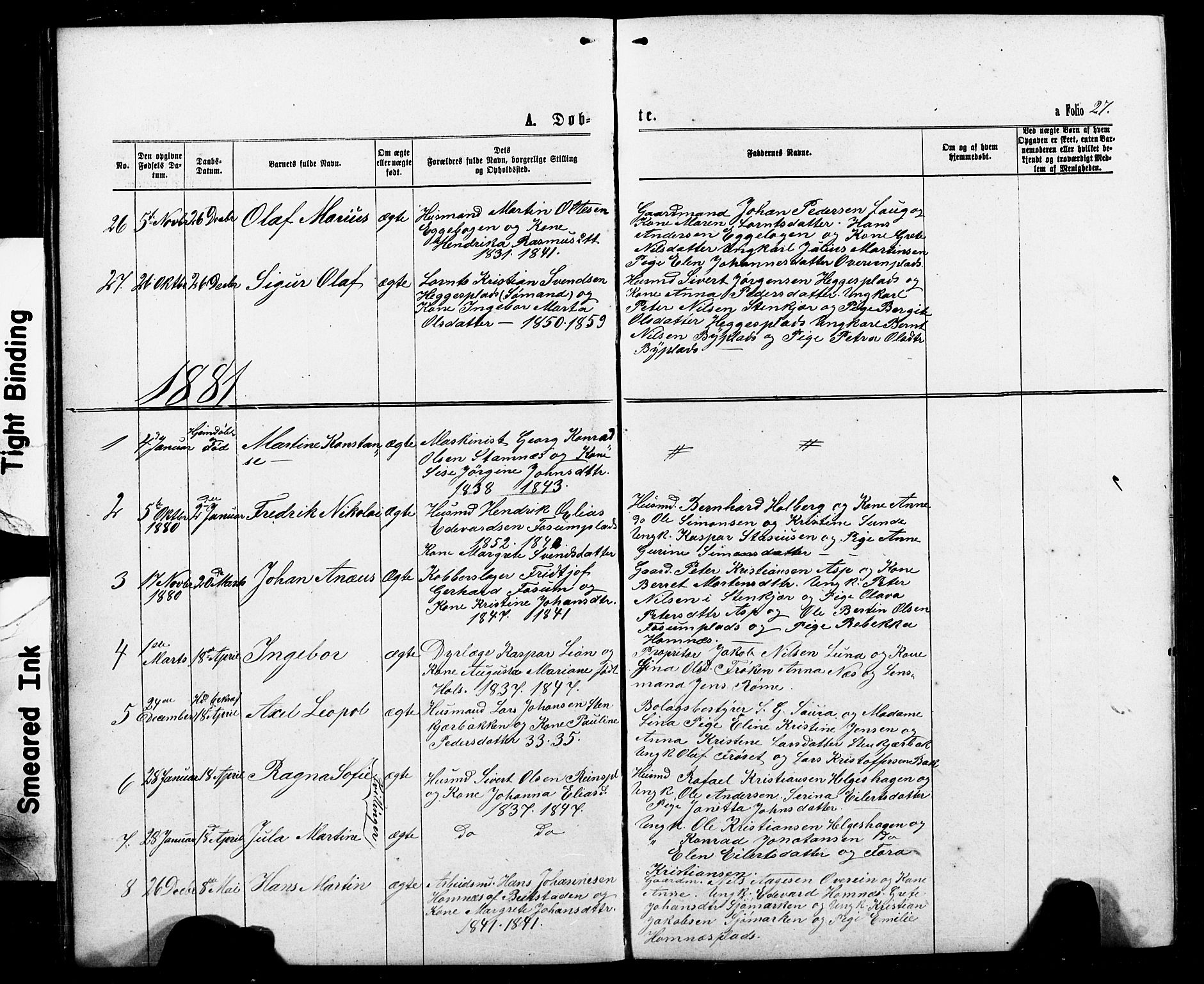 Ministerialprotokoller, klokkerbøker og fødselsregistre - Nord-Trøndelag, SAT/A-1458/740/L0380: Parish register (copy) no. 740C01, 1868-1902, p. 27