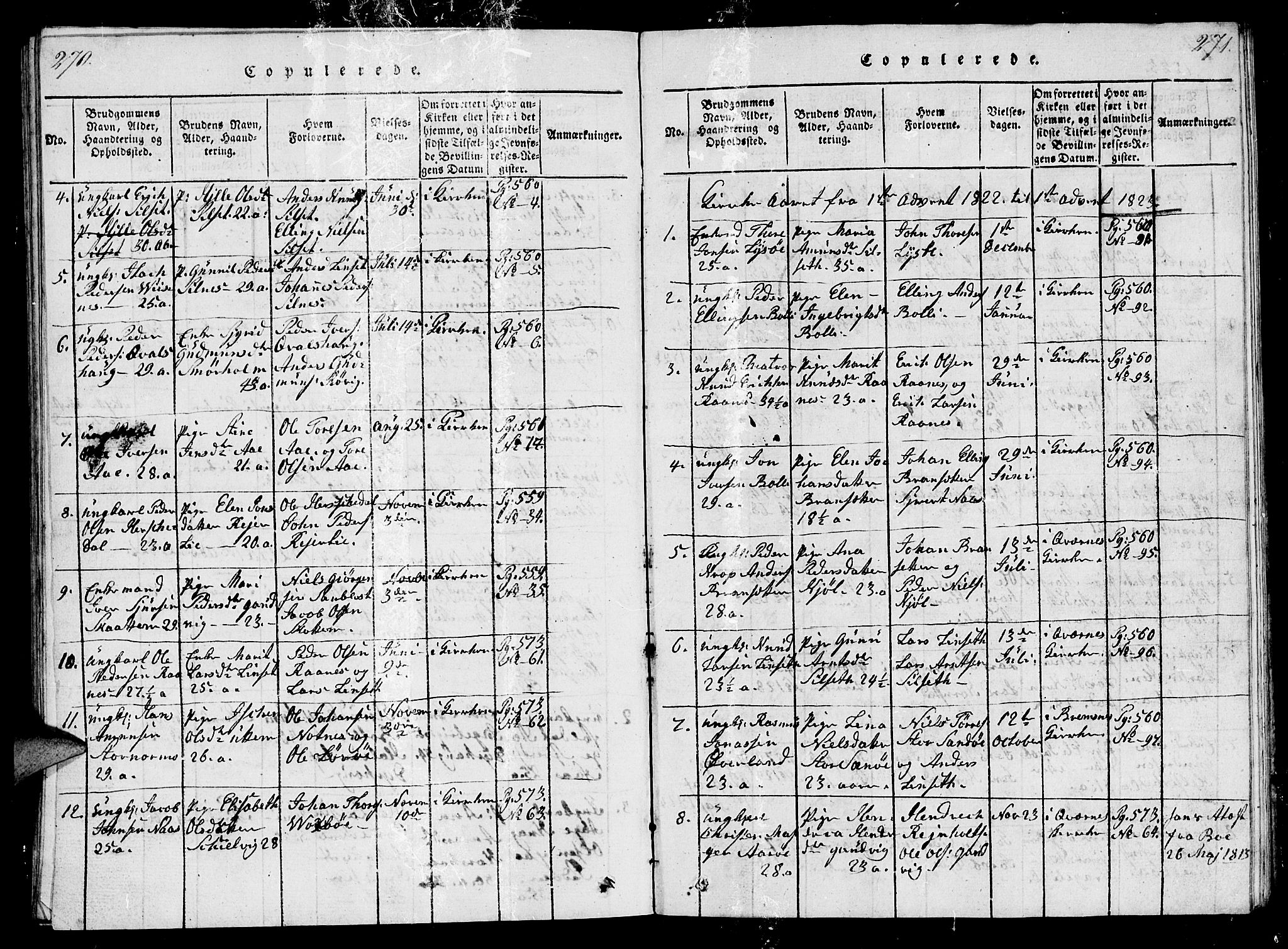 Ministerialprotokoller, klokkerbøker og fødselsregistre - Møre og Romsdal, SAT/A-1454/570/L0831: Parish register (official) no. 570A05, 1819-1829, p. 270-271