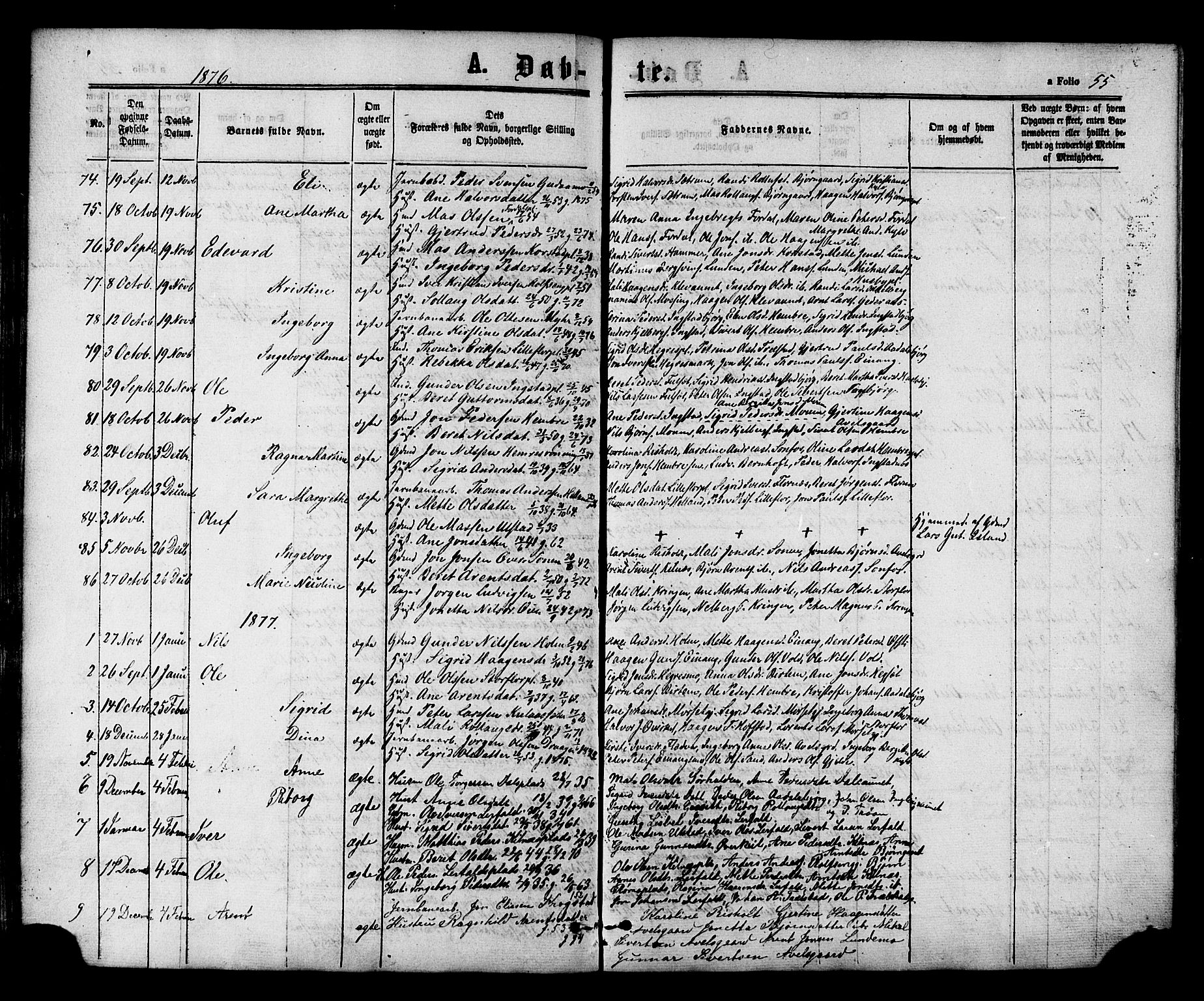 Ministerialprotokoller, klokkerbøker og fødselsregistre - Nord-Trøndelag, SAT/A-1458/703/L0029: Parish register (official) no. 703A02, 1863-1879, p. 55