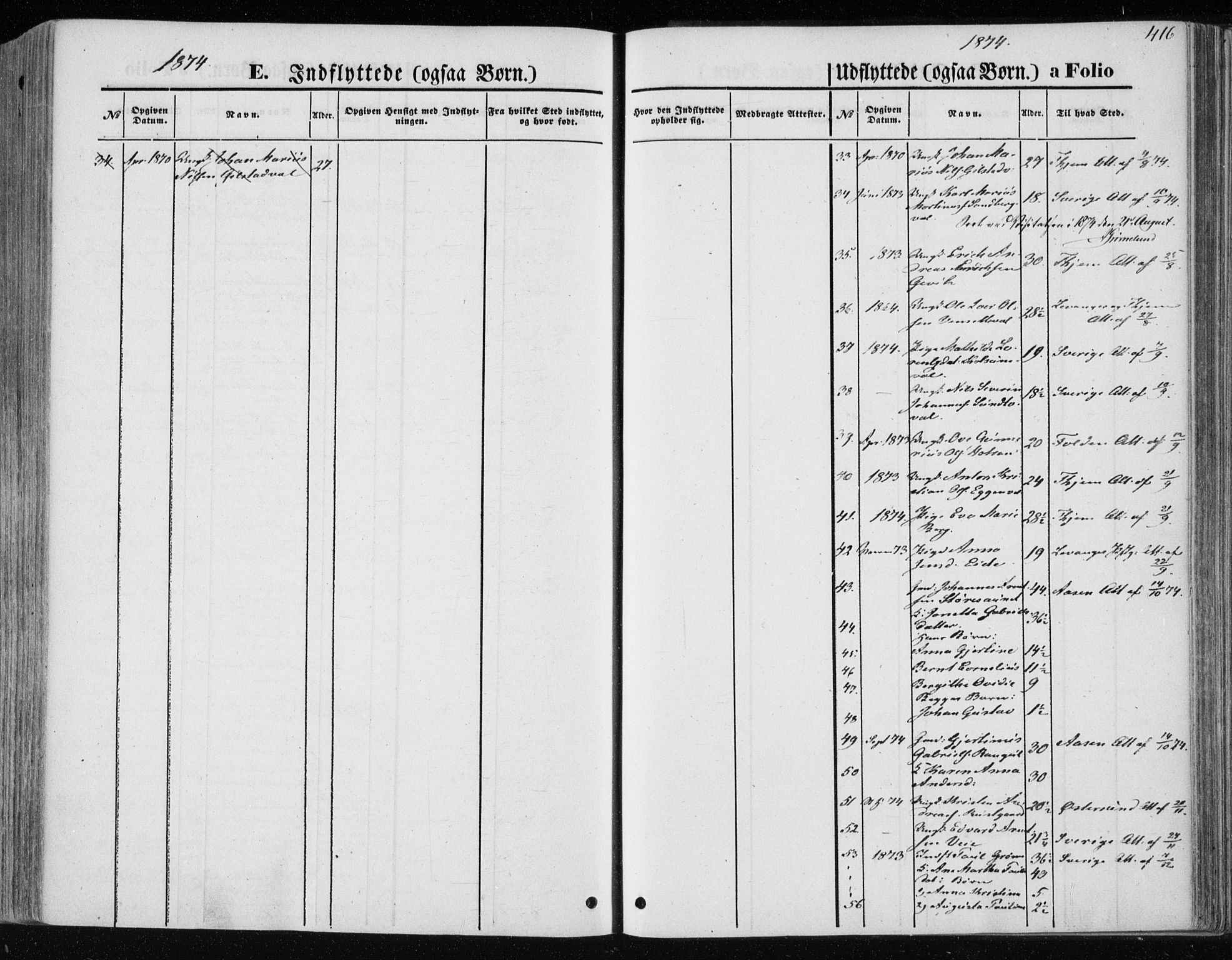 Ministerialprotokoller, klokkerbøker og fødselsregistre - Nord-Trøndelag, SAT/A-1458/717/L0157: Parish register (official) no. 717A08 /1, 1863-1877, p. 416