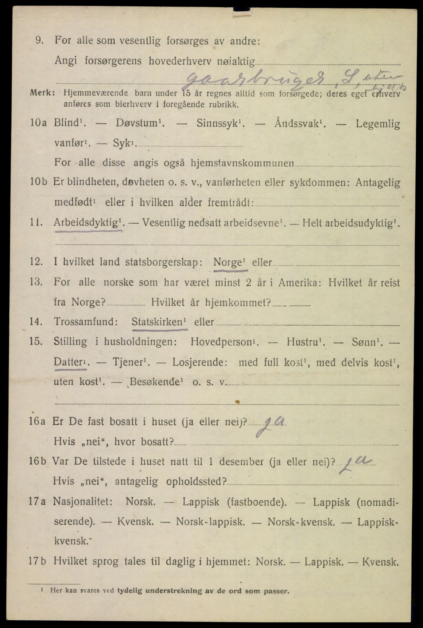 SAT, 1920 census for Ankenes, 1920, p. 3920