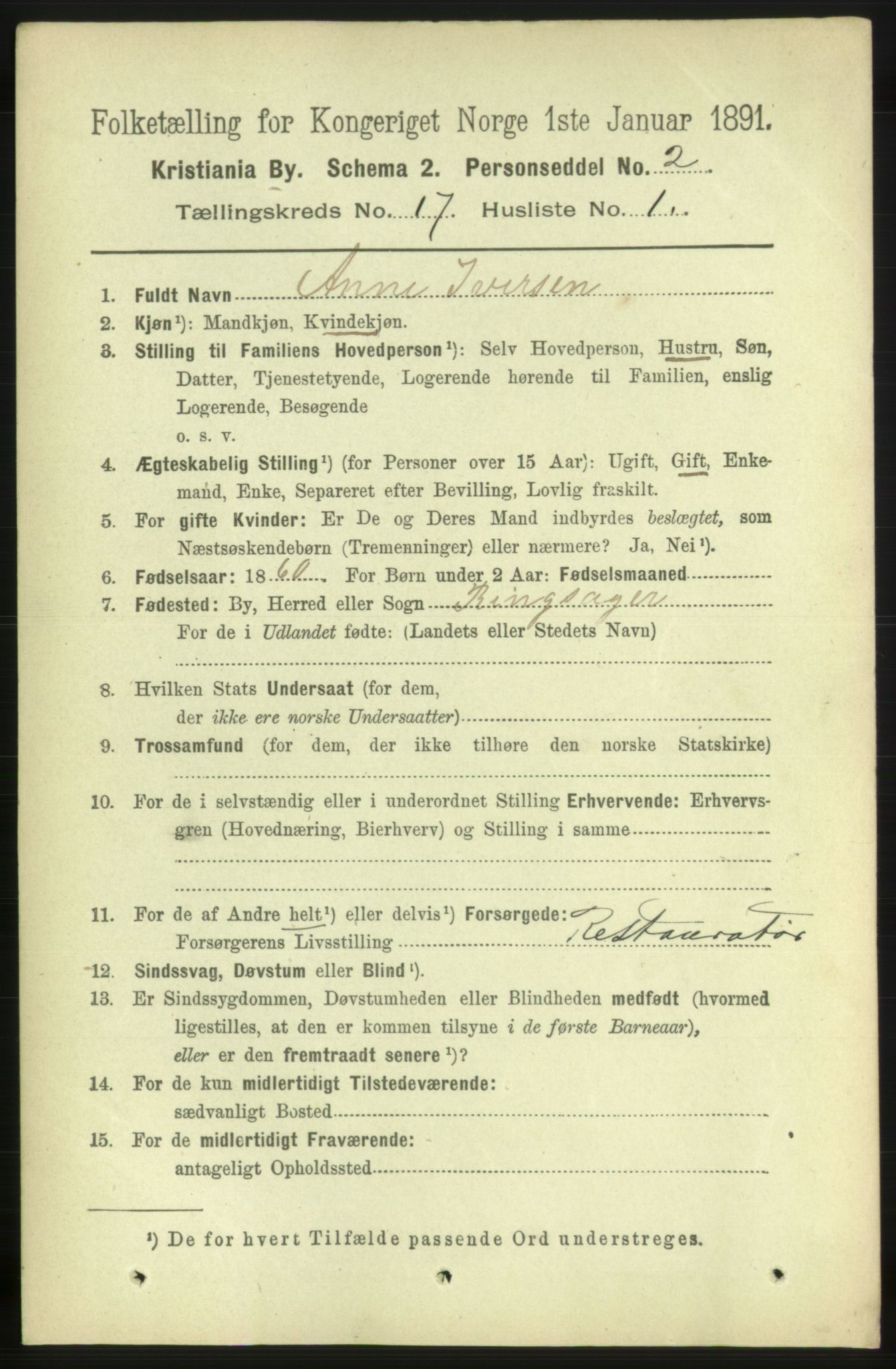 RA, 1891 census for 0301 Kristiania, 1891, p. 8124