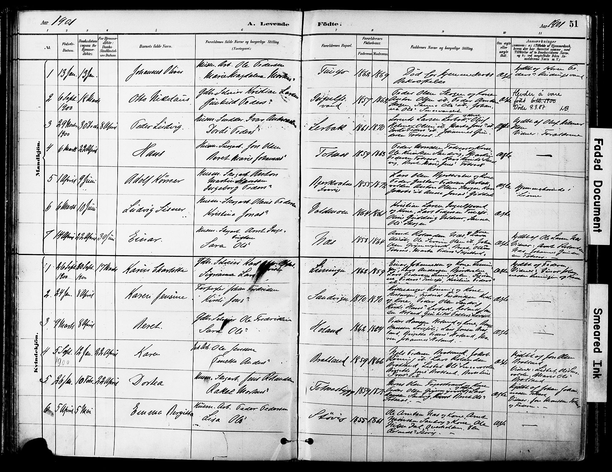 Ministerialprotokoller, klokkerbøker og fødselsregistre - Nord-Trøndelag, SAT/A-1458/755/L0494: Parish register (official) no. 755A03, 1882-1902, p. 51