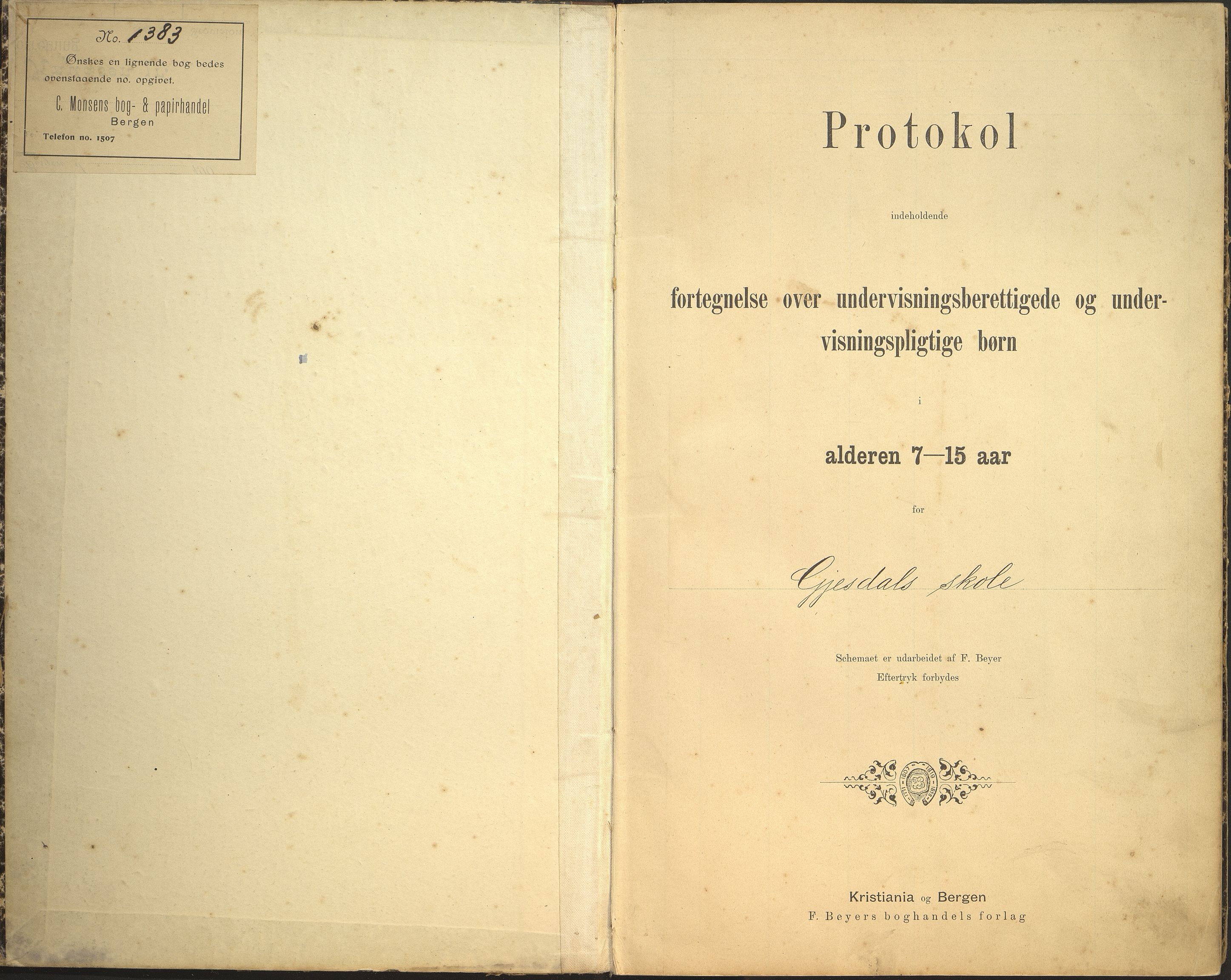 Jølster kommune. Gjesdal skule, VLFK/K-14310.520.19/541/L0001: protokoll over undervisningspliktige born for Gjesdal skulekrins, 1894-1907