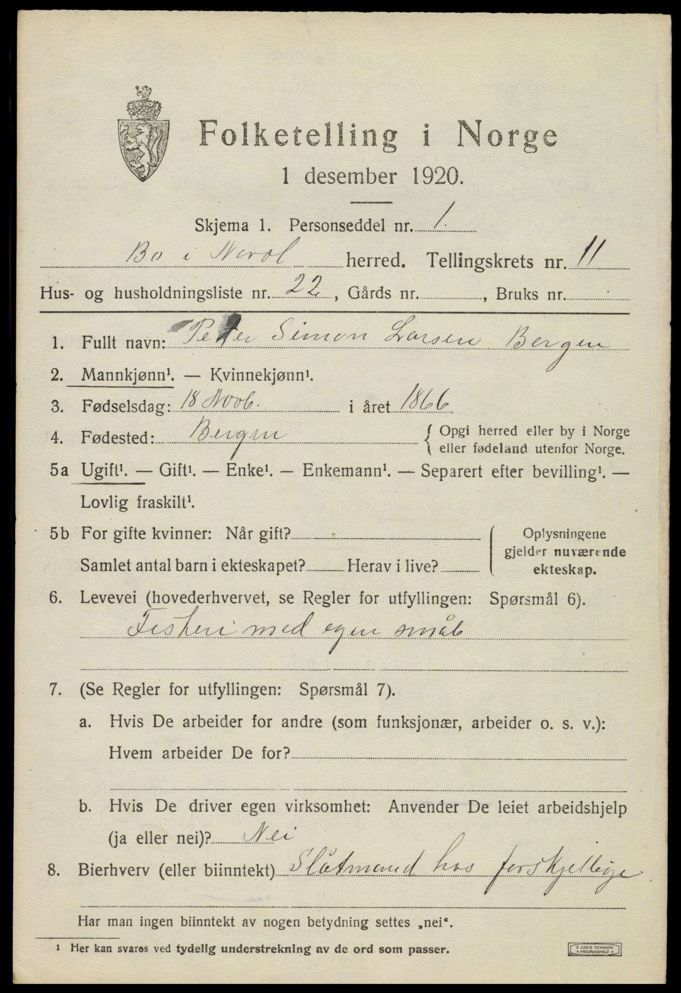 SAT, 1920 census for Bø, 1920, p. 10388