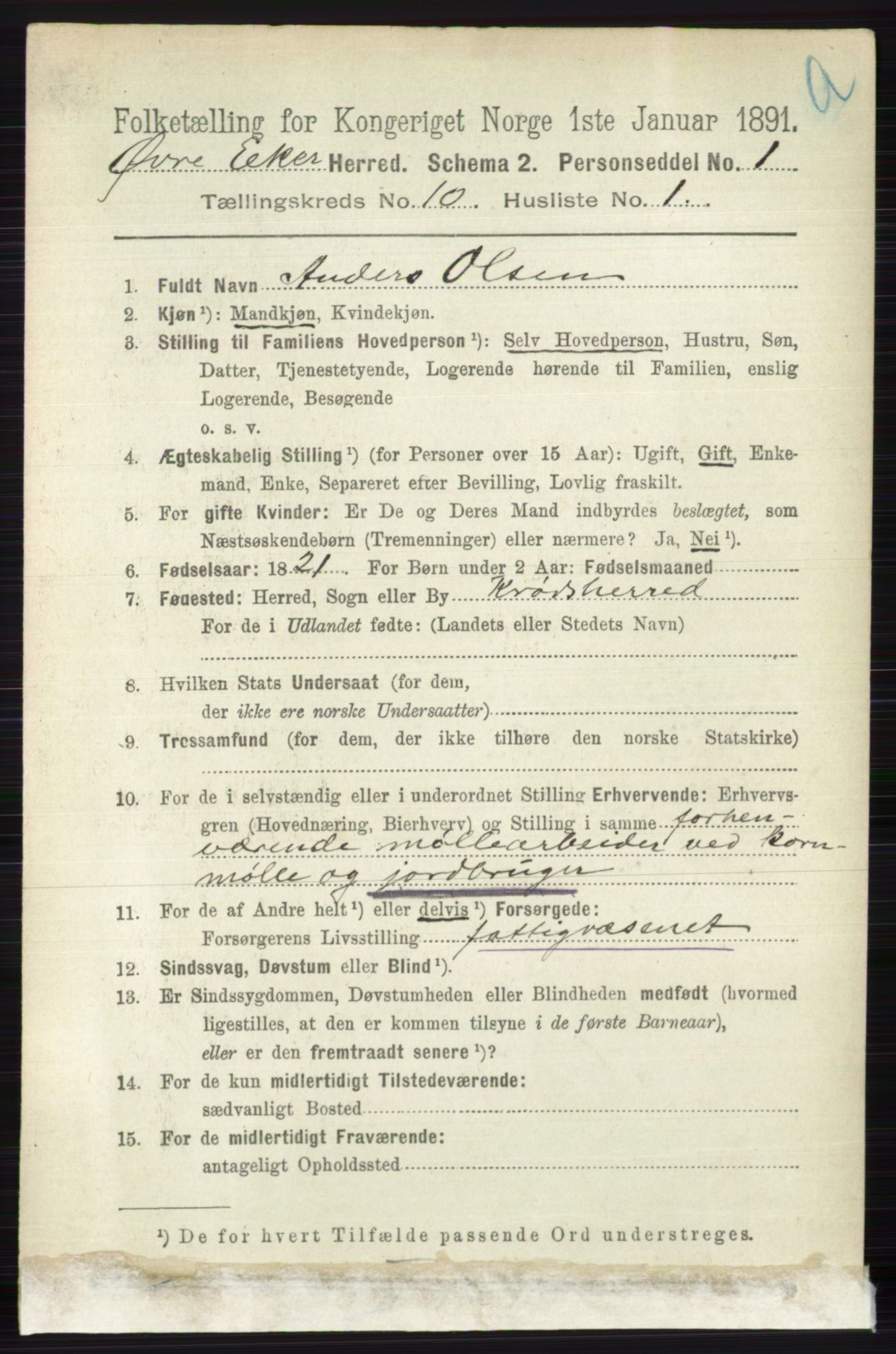 RA, 1891 census for 0624 Øvre Eiker, 1891, p. 4066