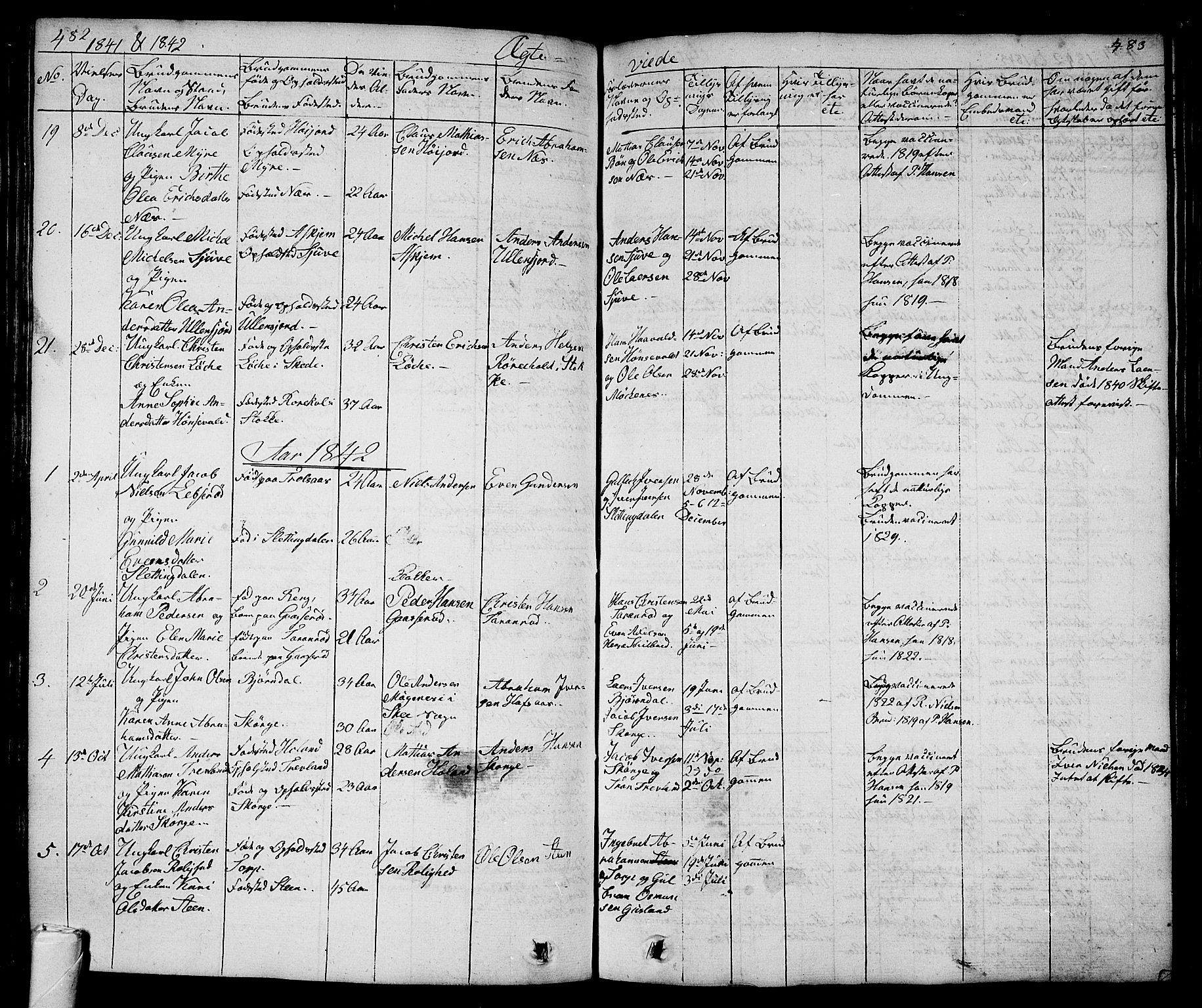 Andebu kirkebøker, AV/SAKO-A-336/G/Ga/L0003: Parish register (copy) no. I 3, 1832-1867, p. 482-483